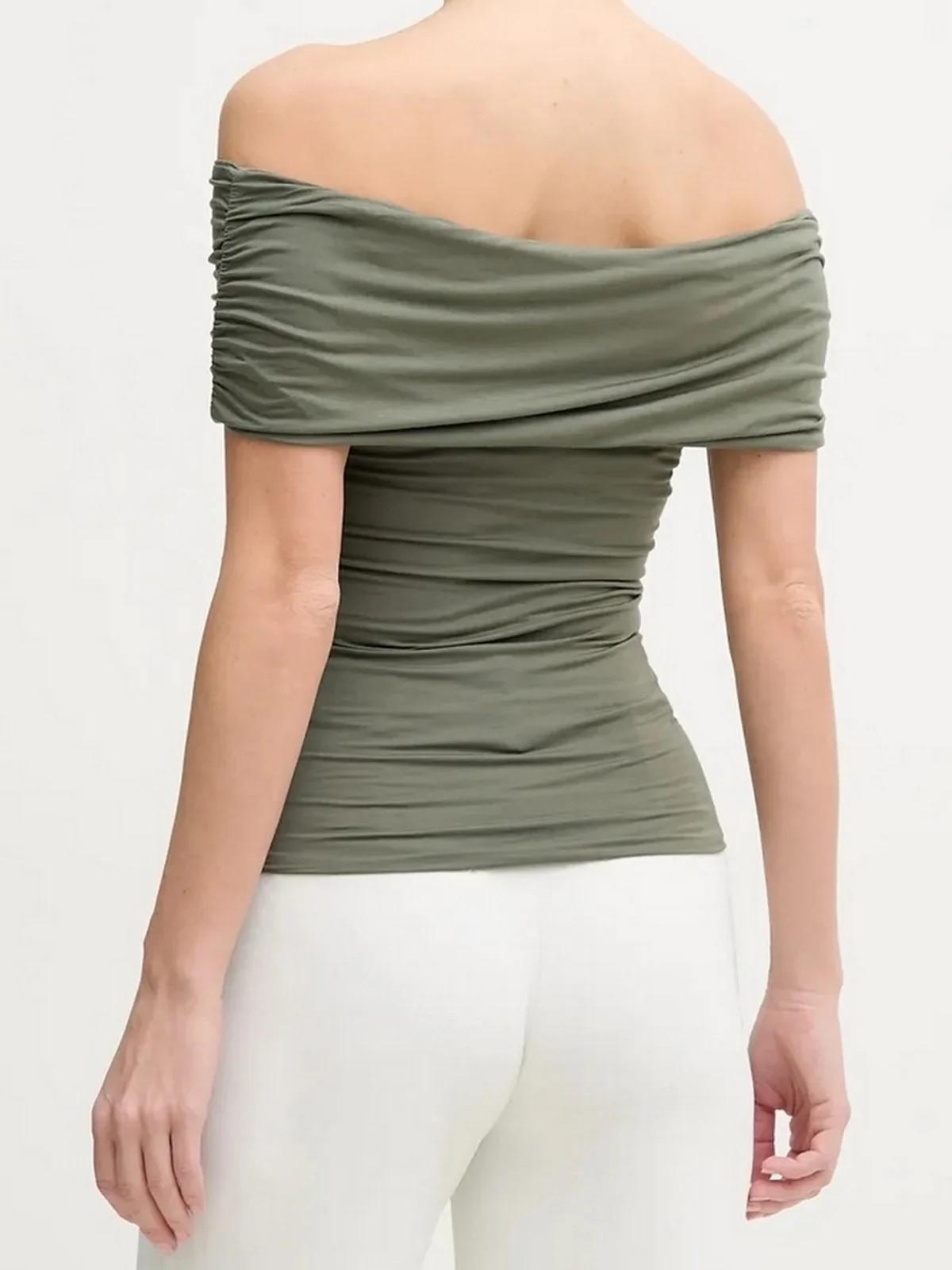 GUESS Top Donna CHARLOTTE OFF SHOULDER TOP W5GP08 KACM2 A838 Verde - Image 3