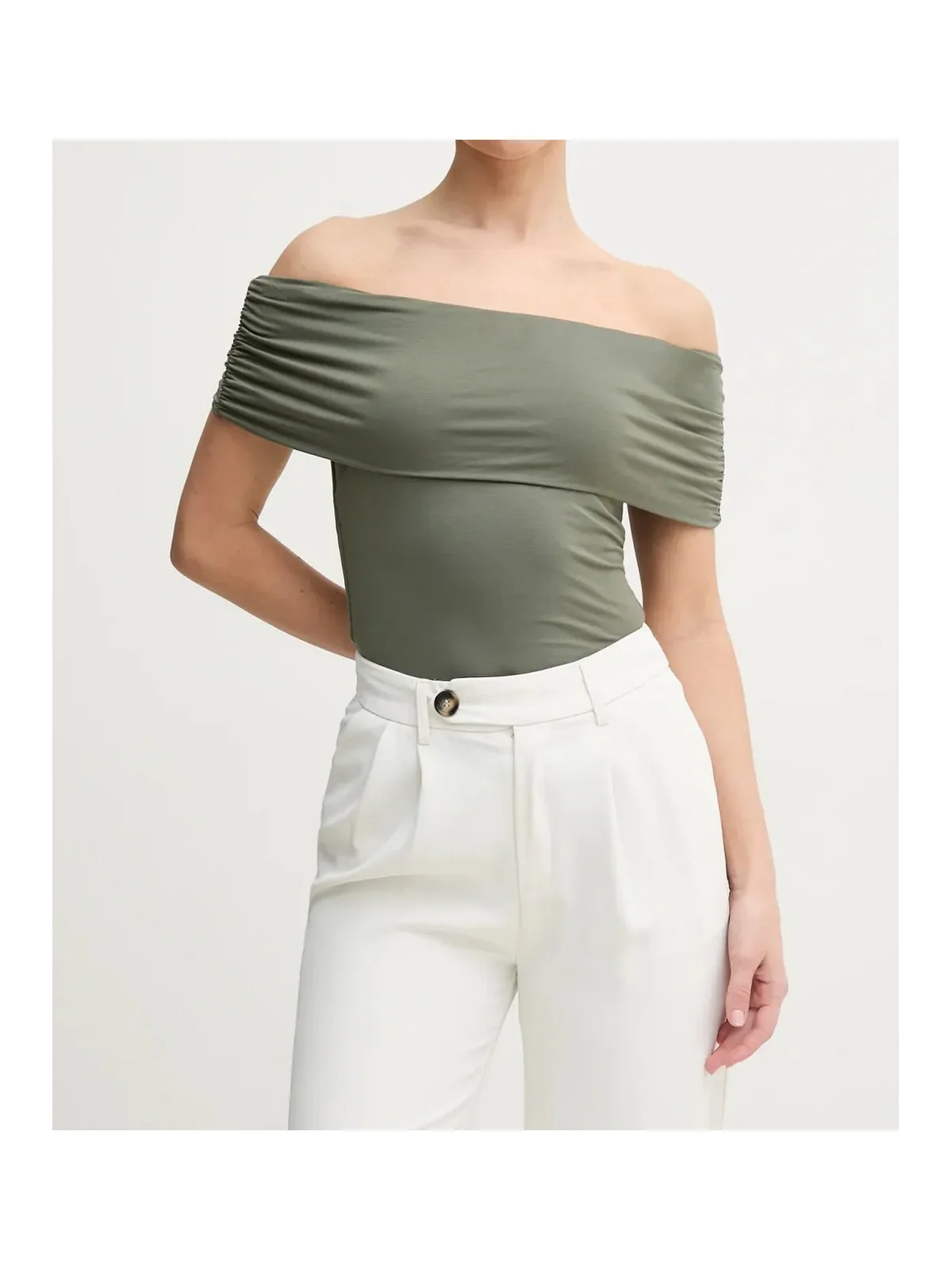 GUESS Top Donna CHARLOTTE OFF SHOULDER TOP W5GP08 KACM2 G8CJ SAGE LEAF - Image 4