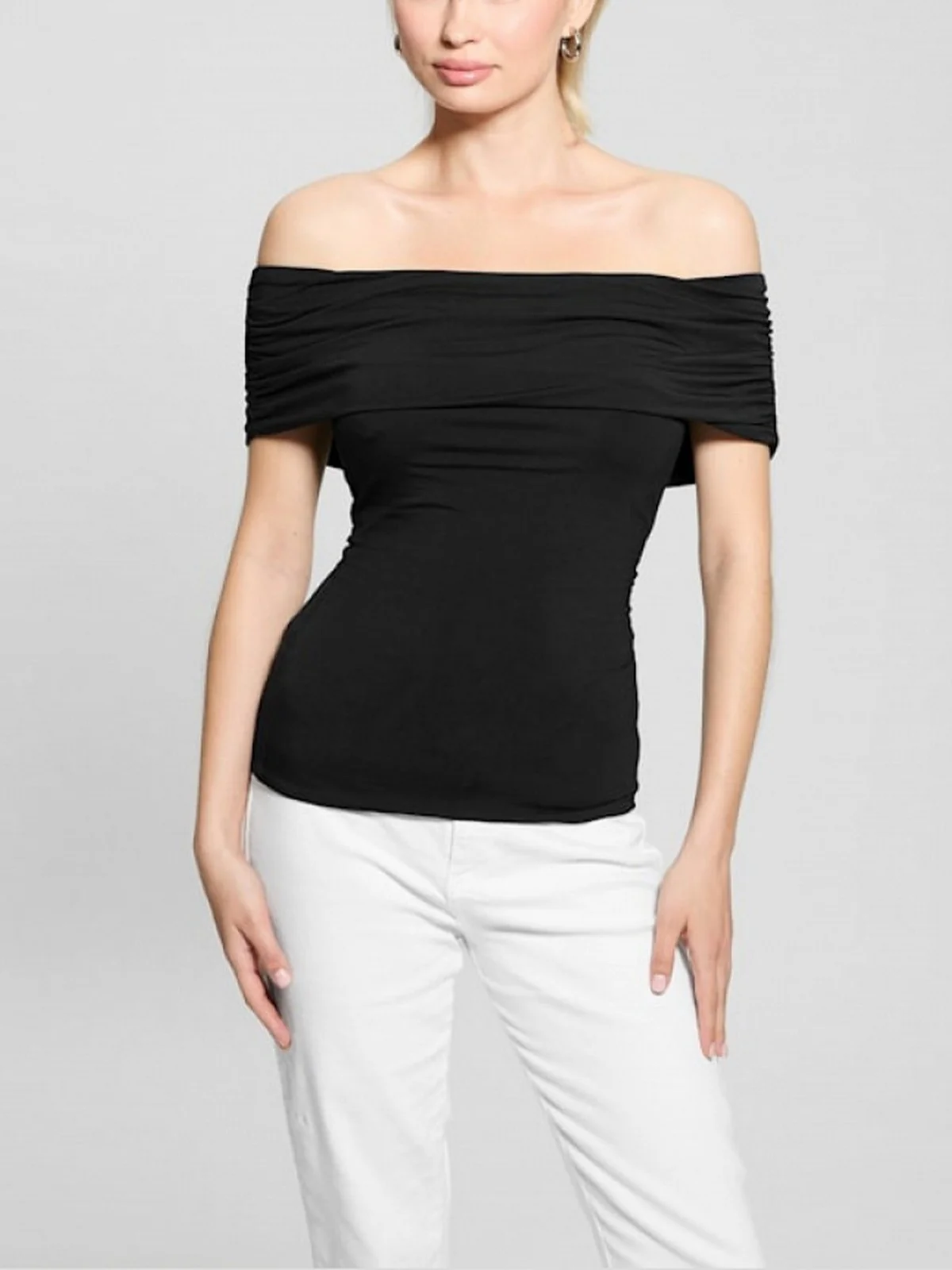 GUESS Top Donna CHARLOTTE OFF SHOULDER TOP W5GP08 KACM2 JBLK Nero - Image 2