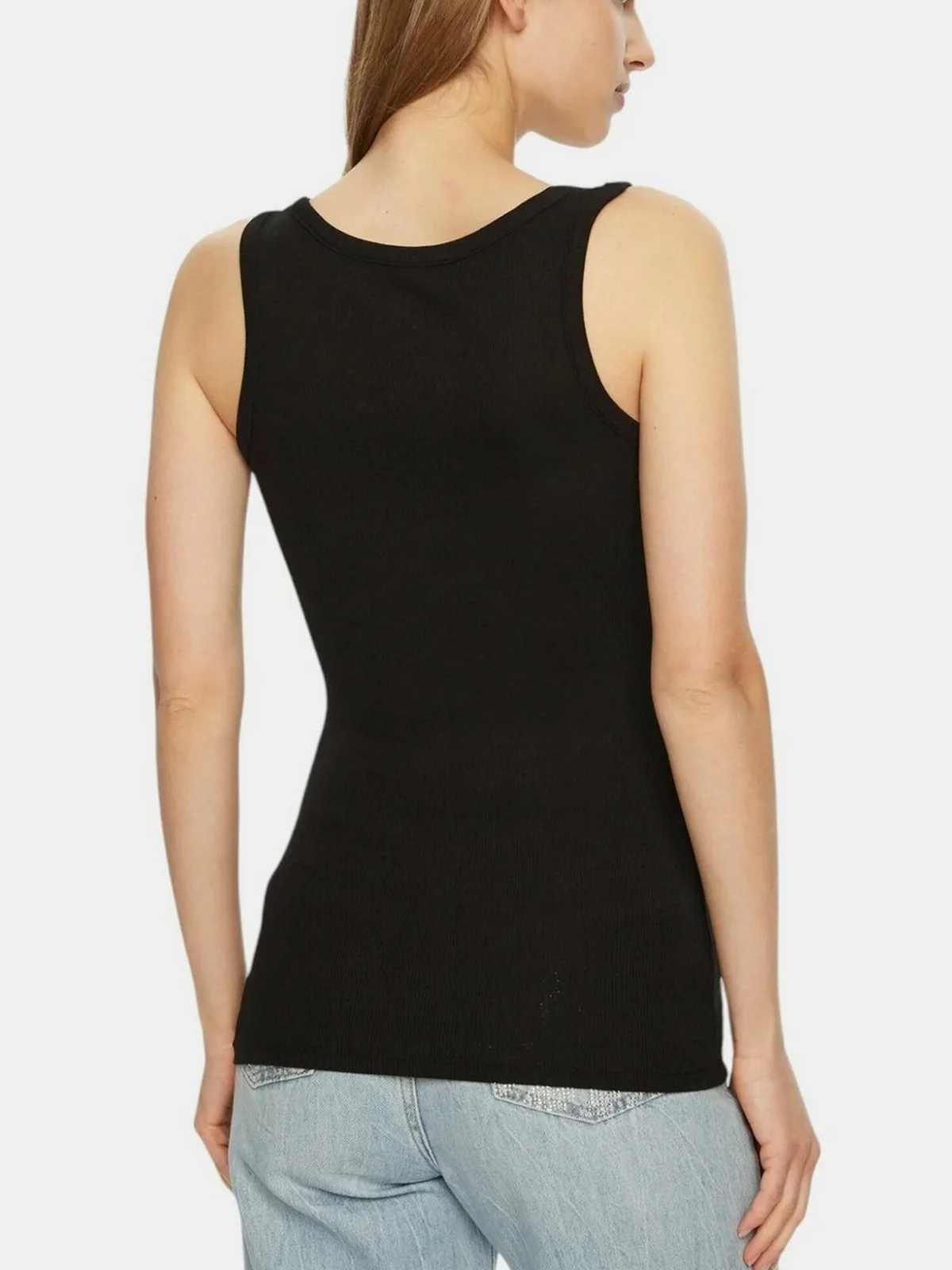 GUESS Top Donna CHENILLE LOGO TANK TOP RIB W5RP03 KA0H1 JBLK Nero - Image 3