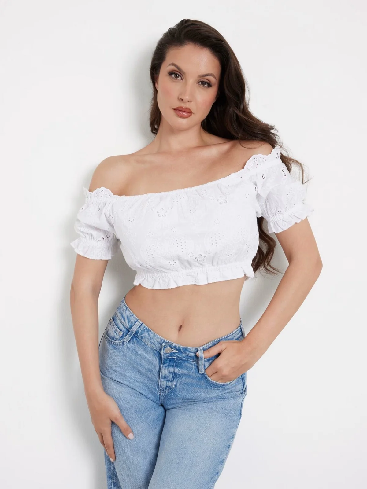GUESS Top Donna Off Shoulder Frida T W4GH40 WG4F0 G011 Bianco - Image 2