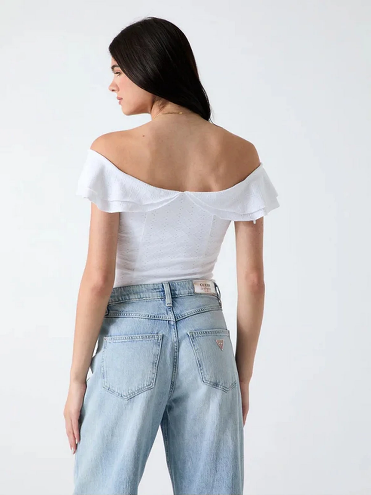 GUESS Top Donna OFF SHOULDER TEODOLINDA TOP W6GP23 K3106 G011 PURE WHITE - Image 2