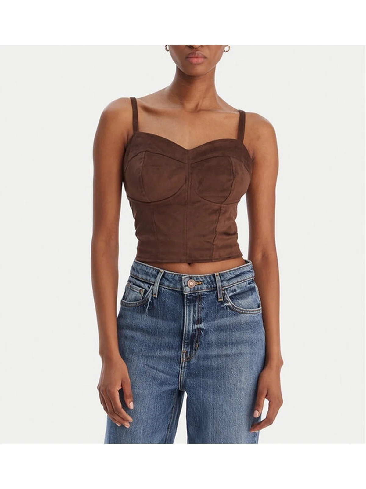 GUESS Top Donna SL NUNZIA CORSET W6RH03 WJ472 G1EA DARK COFFEE - Image 3