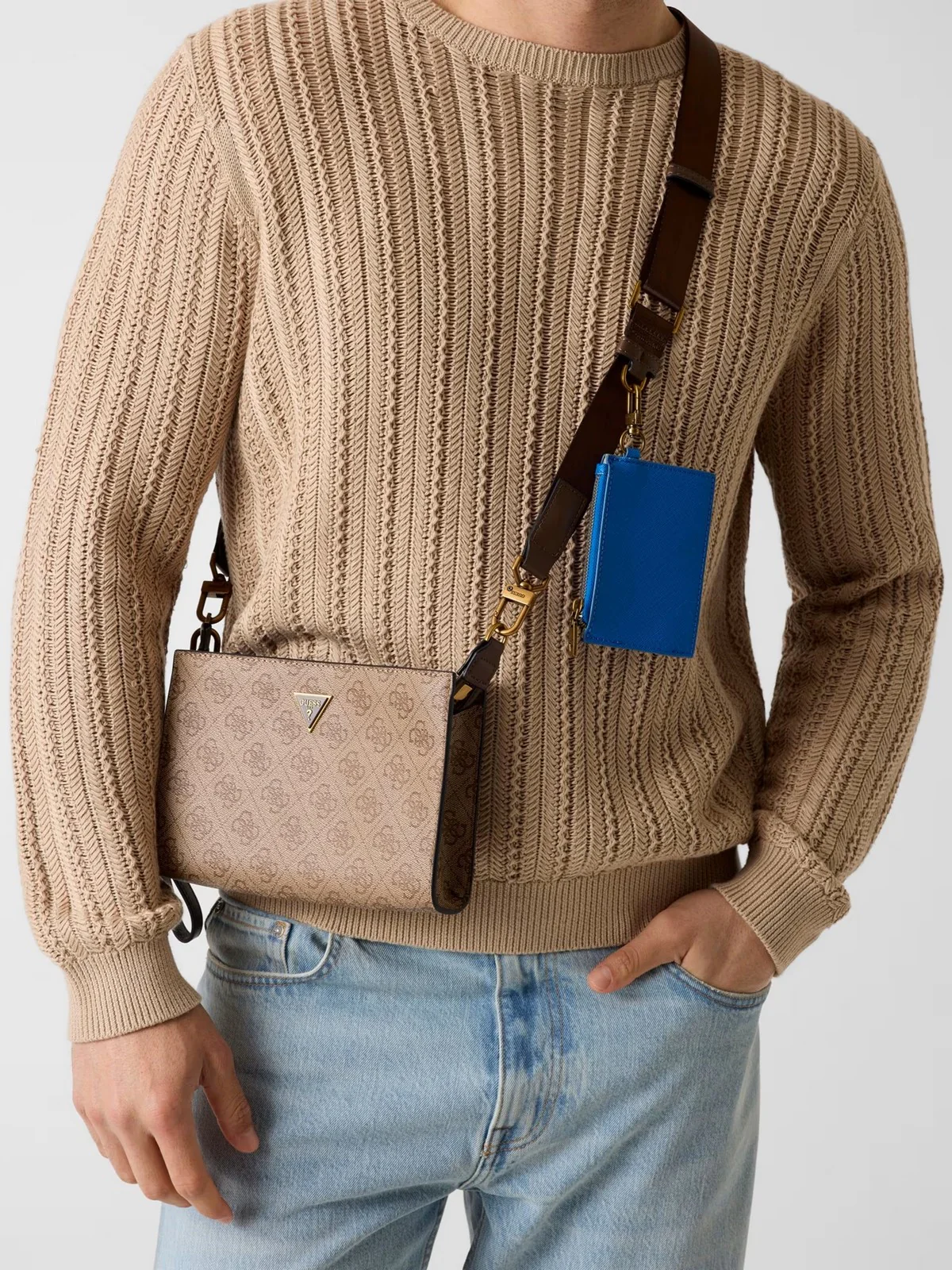GUESS Tracolla Uomo MILANO CROSSBODY TOP ZIP HMMILO P6157 BBO BEIGE\BROWN - Image 2