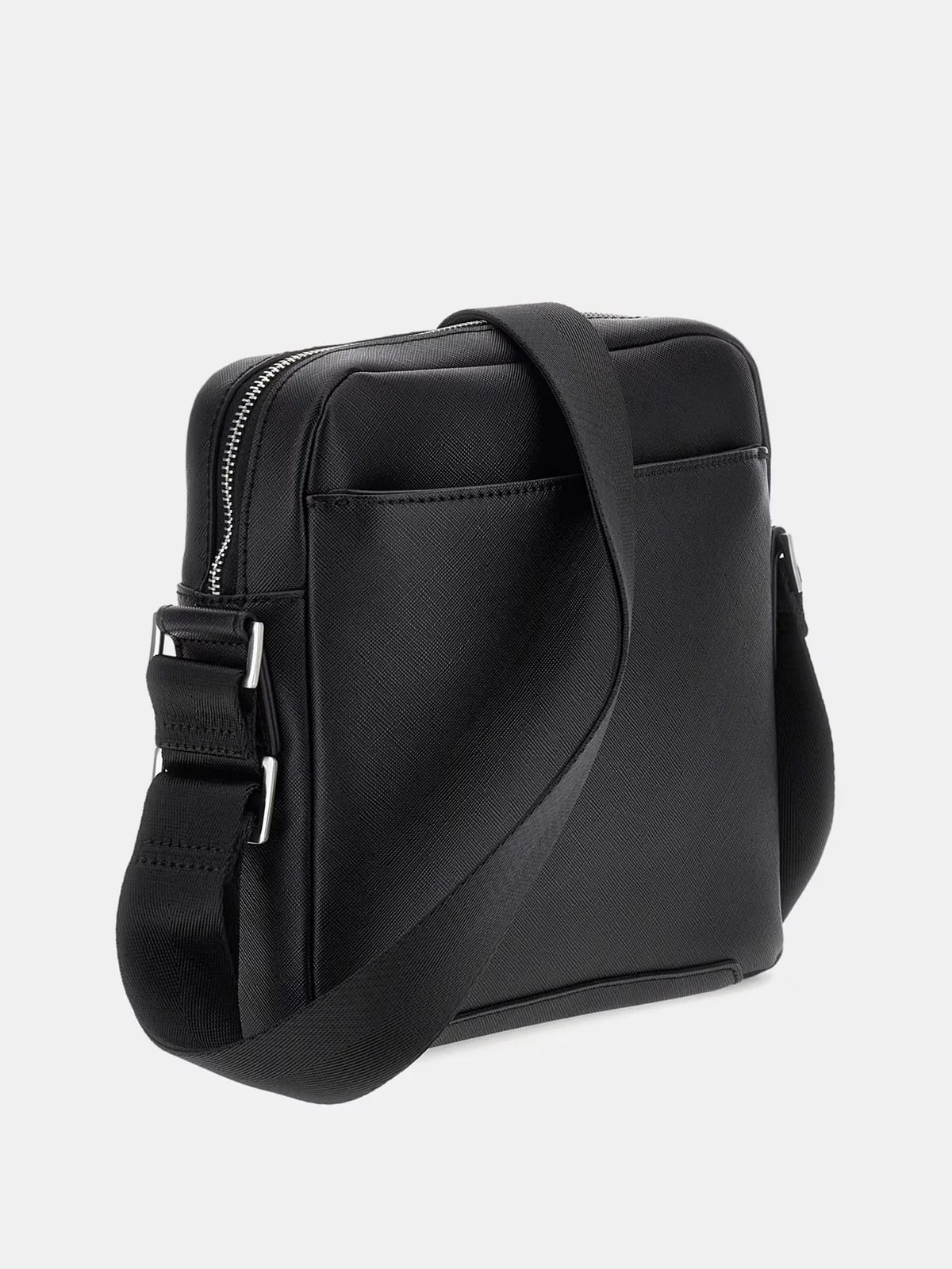GUESS Tracolla Uomo SAFFIANO ECO TOP ZIP CROSSBODY HMTOSA P4258 BLA Nero - Image 3