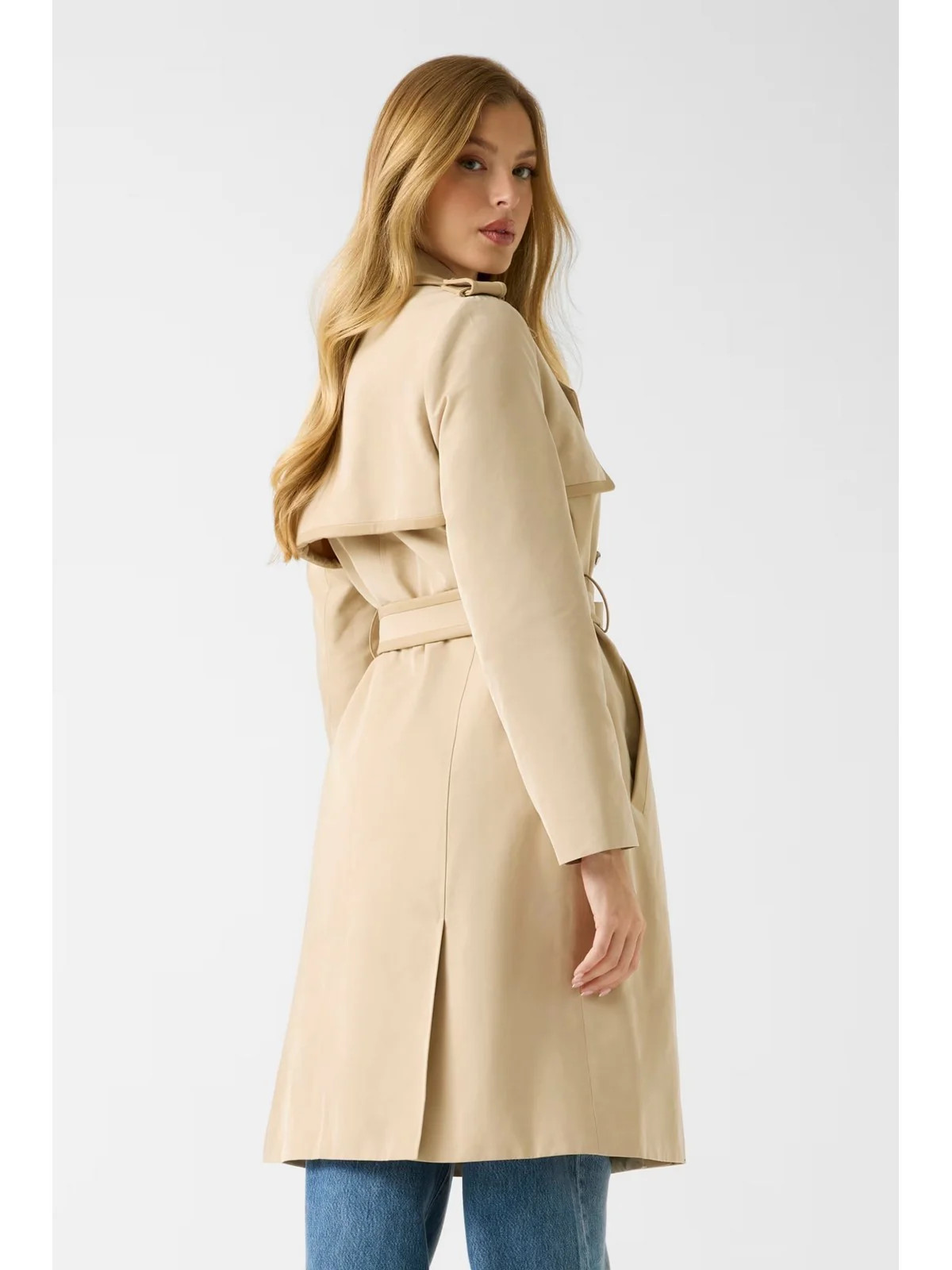 GUESS Trench Donna JENNY PU DETAILS TRENCH W5RL14 WGWD2 G1L7 FOAMY TAUPE - Image 4