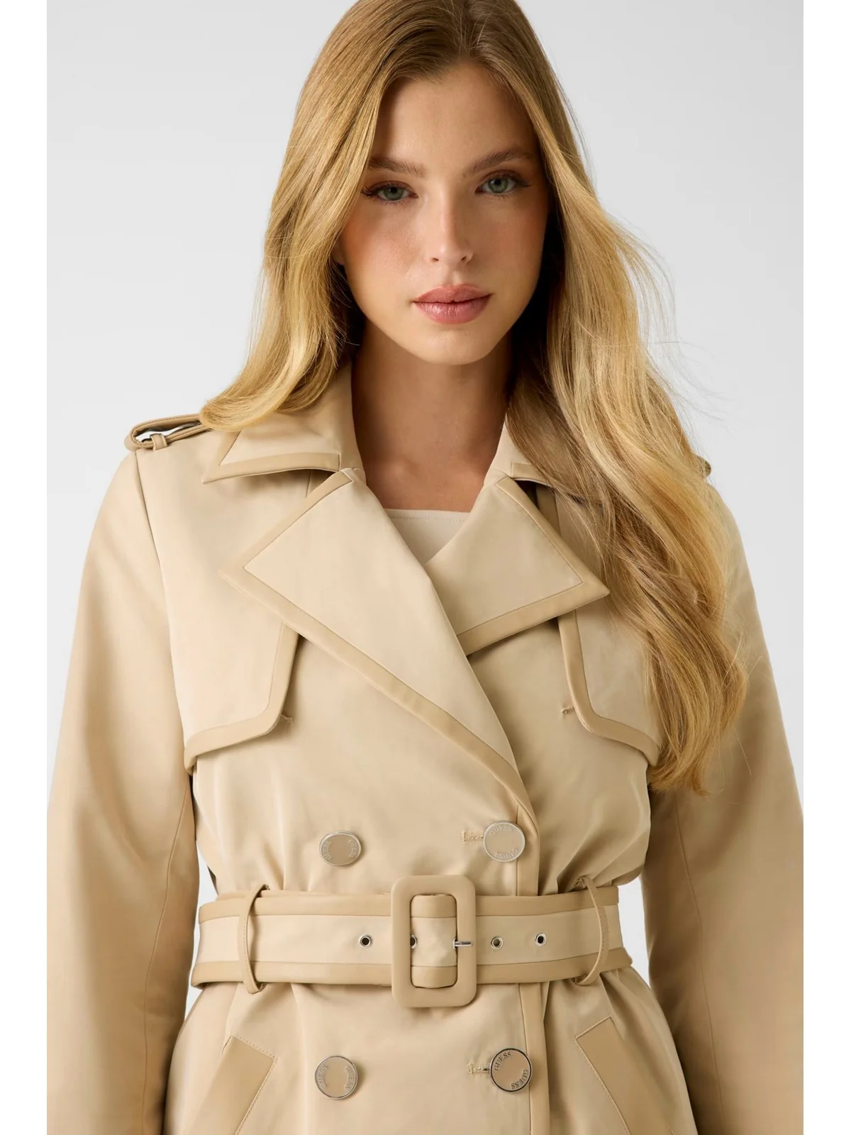GUESS Trench Donna JENNY PU DETAILS TRENCH W5RL14 WGWD2 G1L7 FOAMY TAUPE - Image 5