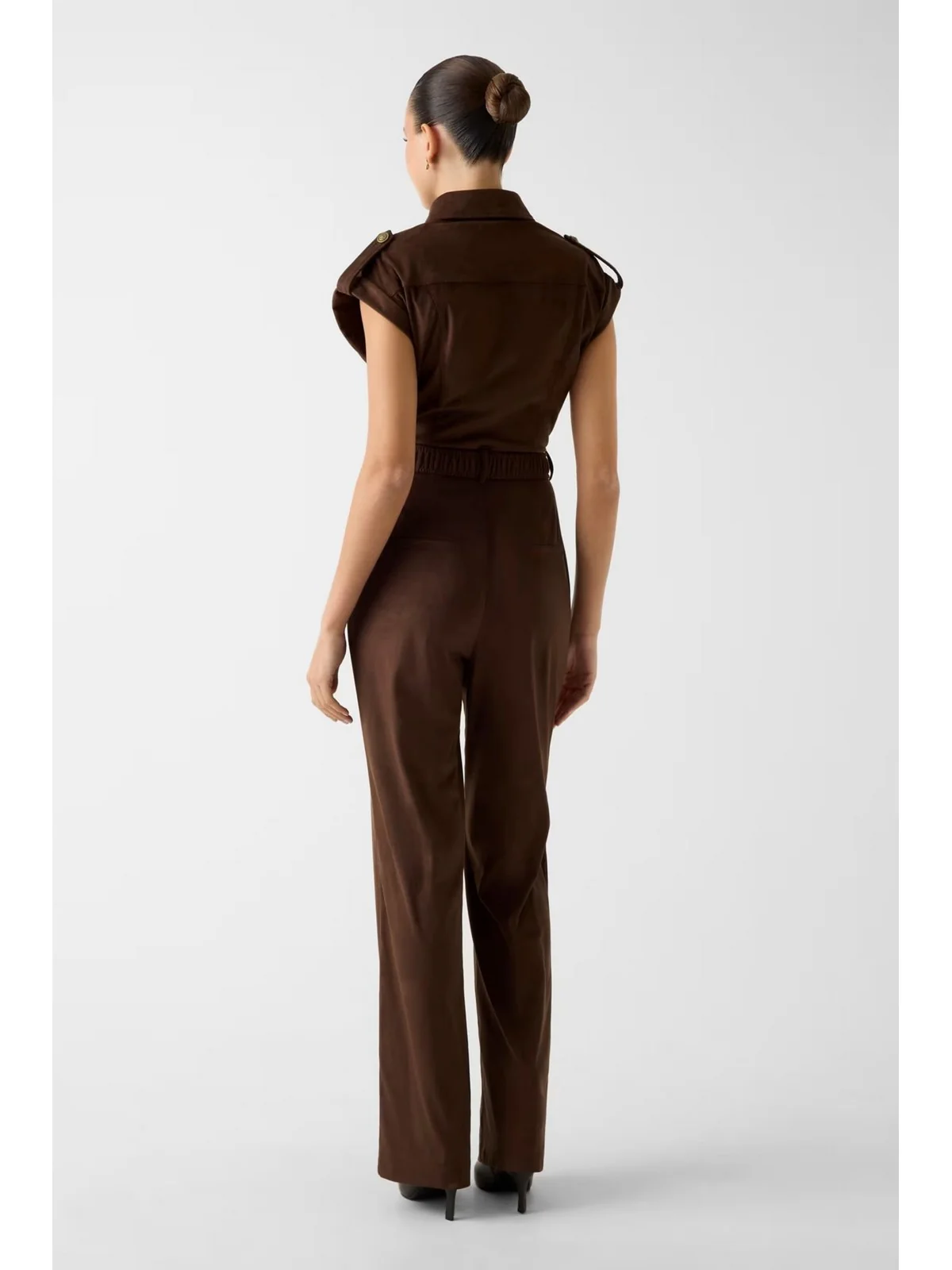 GUESS Tuta Donna NUNZIA SUEDE OVERALL W6RD61 WJ472 G1EA DARK COFFEE - Image 4
