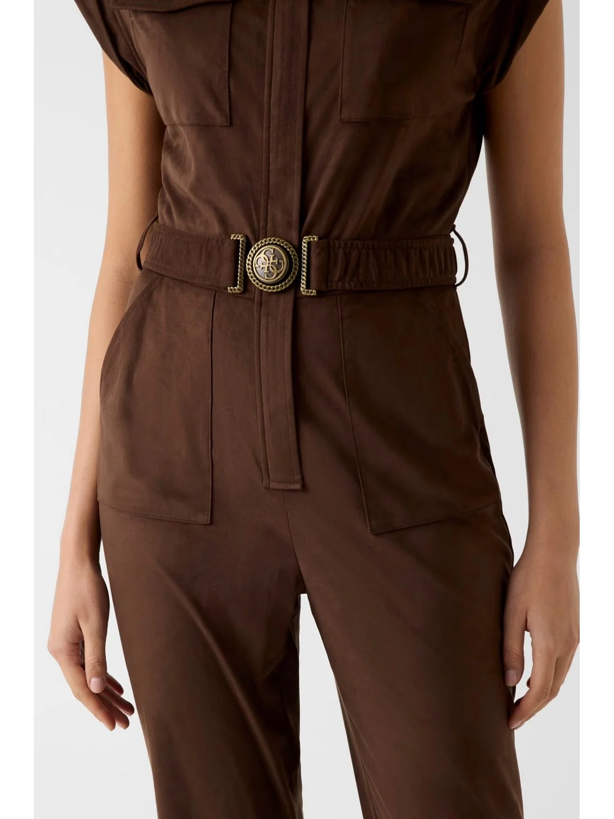 GUESS Tuta Donna NUNZIA SUEDE OVERALL W6RD61 WJ472 G1EA DARK COFFEE - Image 5