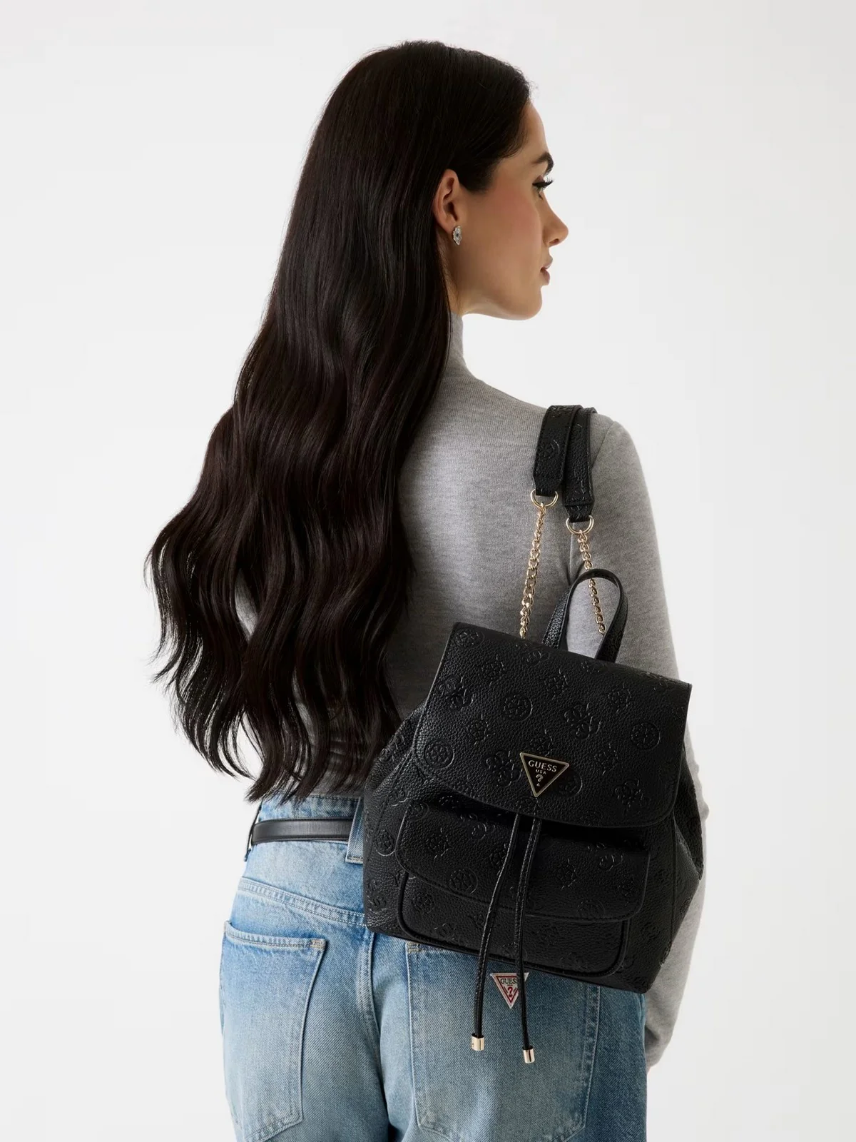 GUESS Zaino Donna CRESIDIA II SML FLAP BACKPACK HWPD98 88310 BLO BLACK LOGO - Image 3