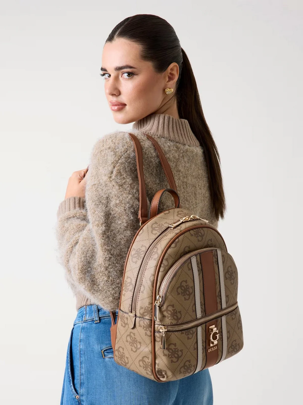 GUESS Zaino Donna ERENIA LARGE BACKPACK HWSO78 38330 LTL LATTE LOGO - Image 2