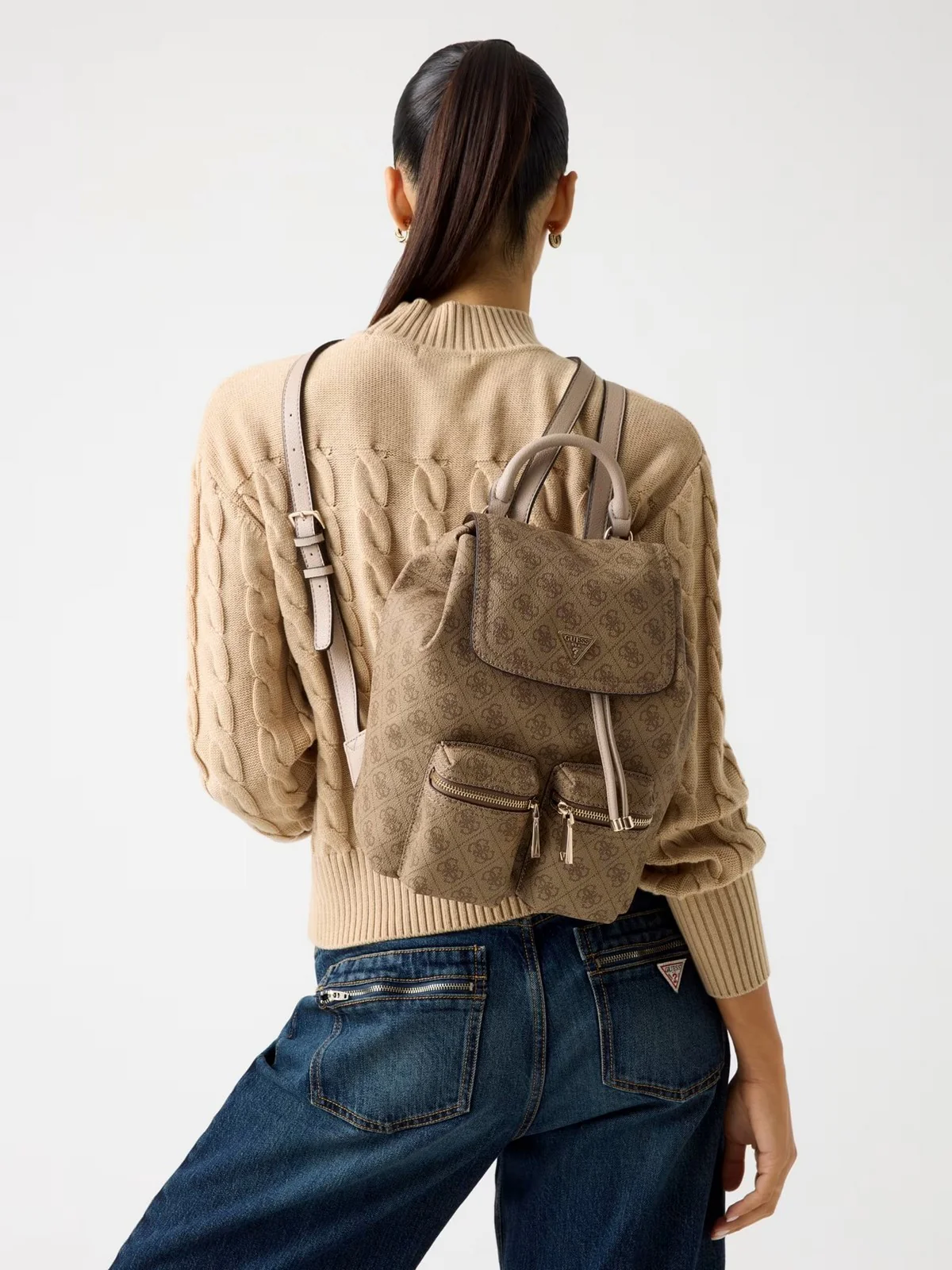 GUESS Zaino Donna MANHATTAN II FLAP BACKPACK HWSG71 18310 LTL LATTE LOGO - Image 2