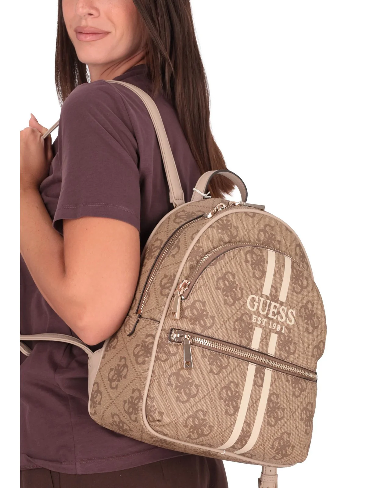 GUESS Zaino Donna MANHATTAN II LARGE BACKPACK HWOS71 18330 LTL LATTE LOGO - Image 4