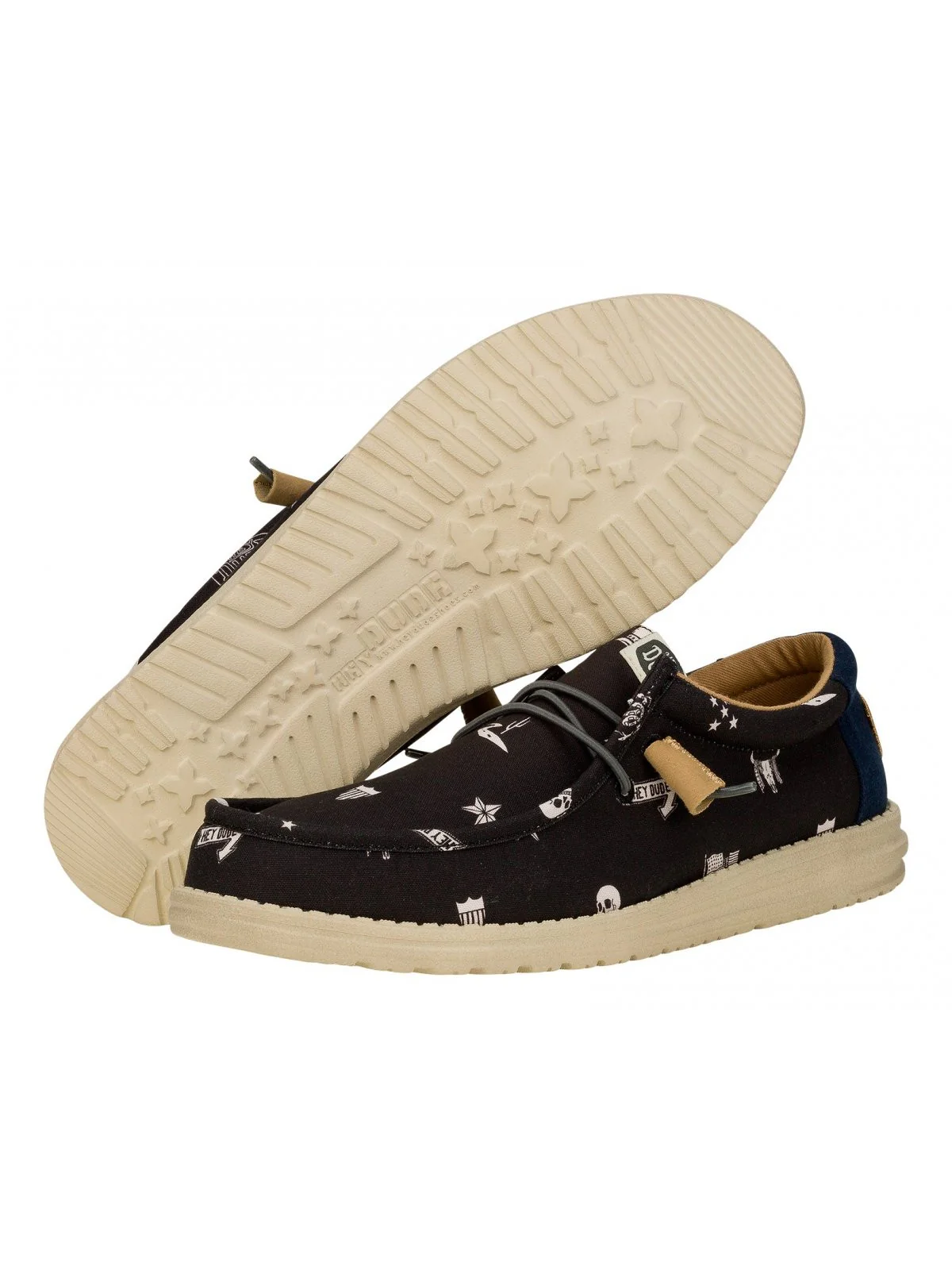 HEY DUDE Mocassino Uomo Wally Stars n Skulls Print HD.41284 001 Nero - Image 2