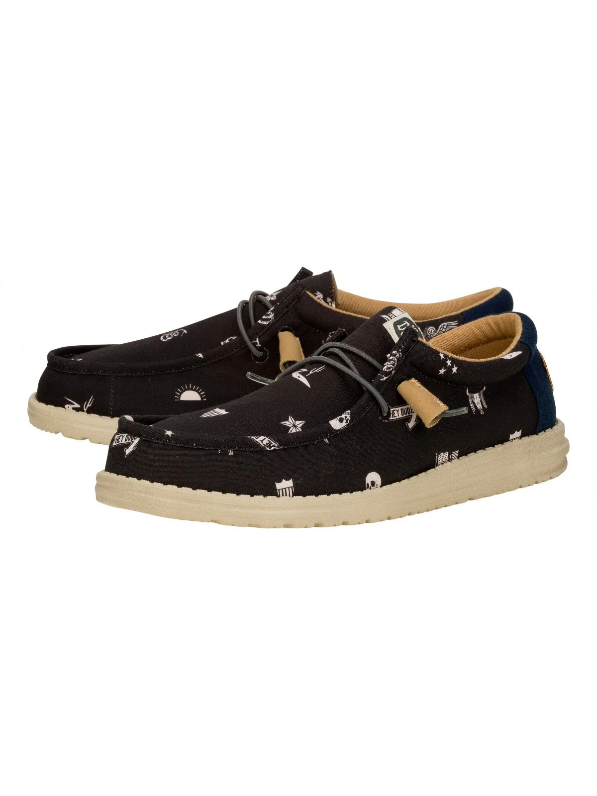 HEY DUDE Mocassino Uomo Wally Stars n Skulls Print HD.41284 001 Nero - Image 6
