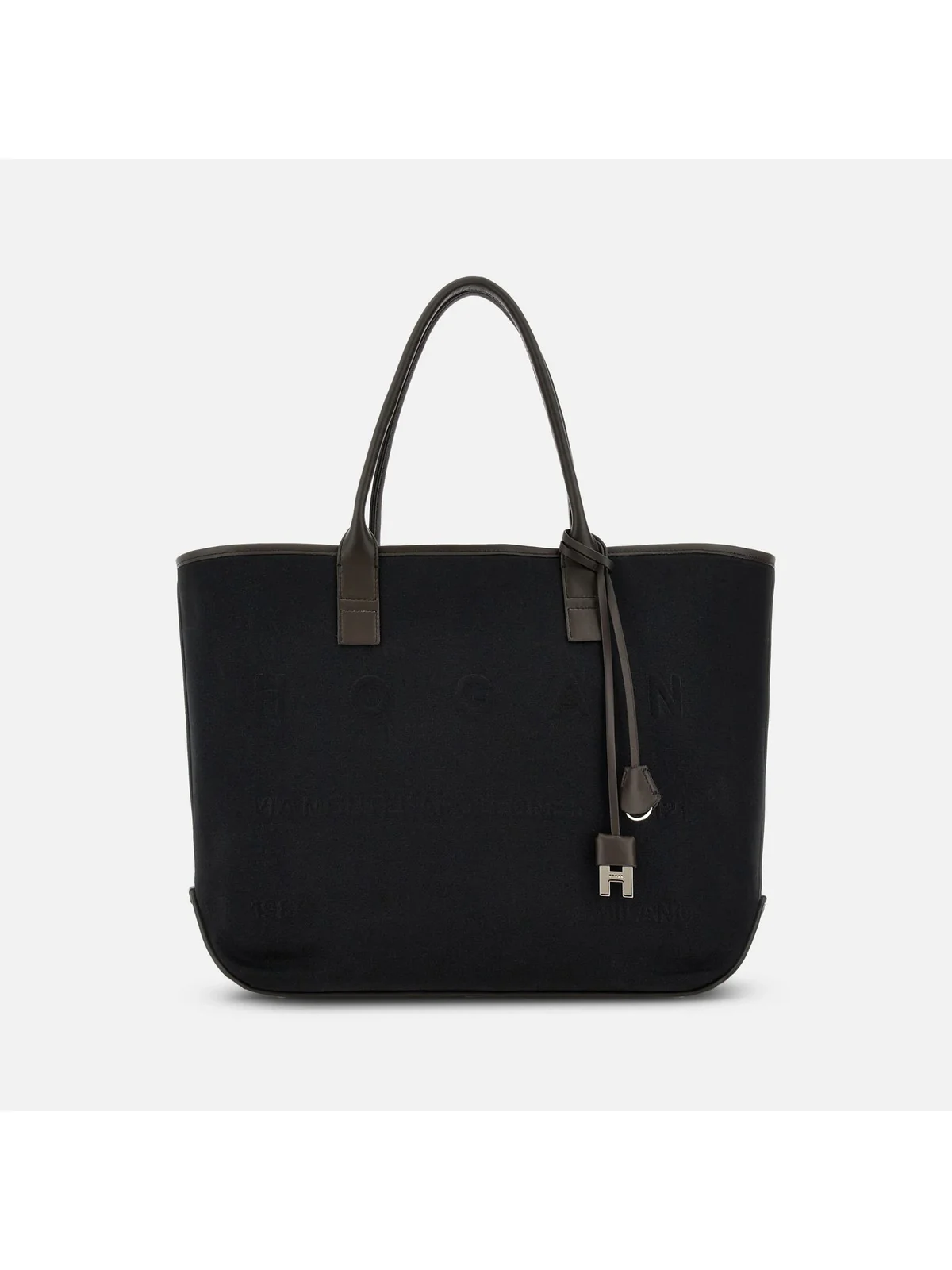 HOGAN Borsa Donna ADDRESS SHOPPING MEDIA TESSUTO KBW01TA2300UH7012D B999(NERO)+S808(PALISSANDRO) - Image 4