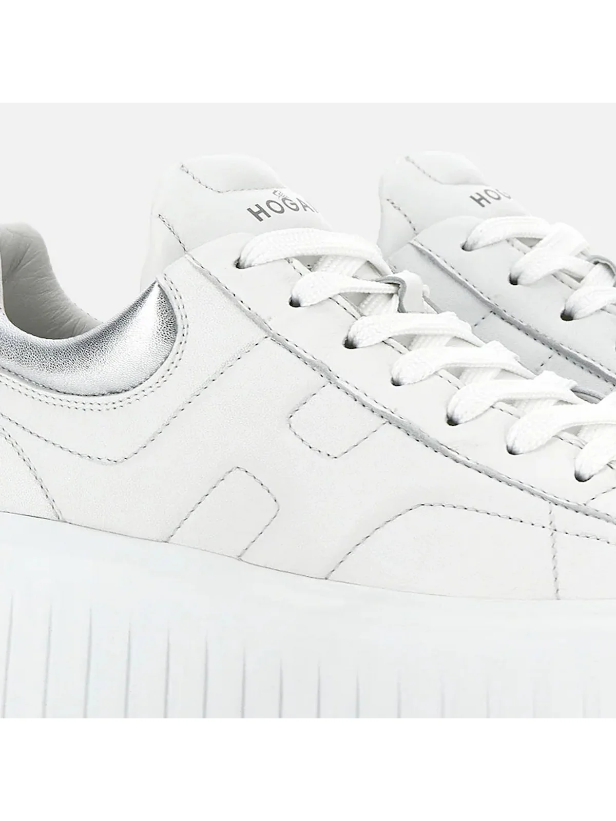 HOGAN Sneaker Donna H-STRIPES ALLACCIATO H HXW6450FC60KU00351 B001(BIANCO)+B200(ARGENTO) - Image 6