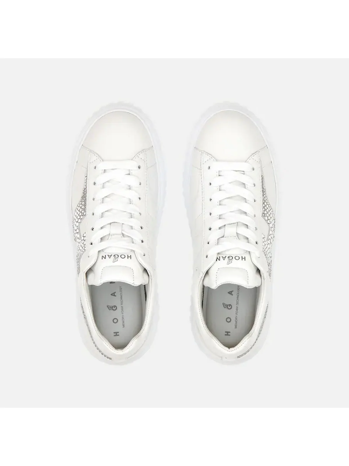 HOGAN Sneaker Donna H-STRIPES ALLACCIATO H STRASS HXW6450FO60U48B001 Bianco - Image 4