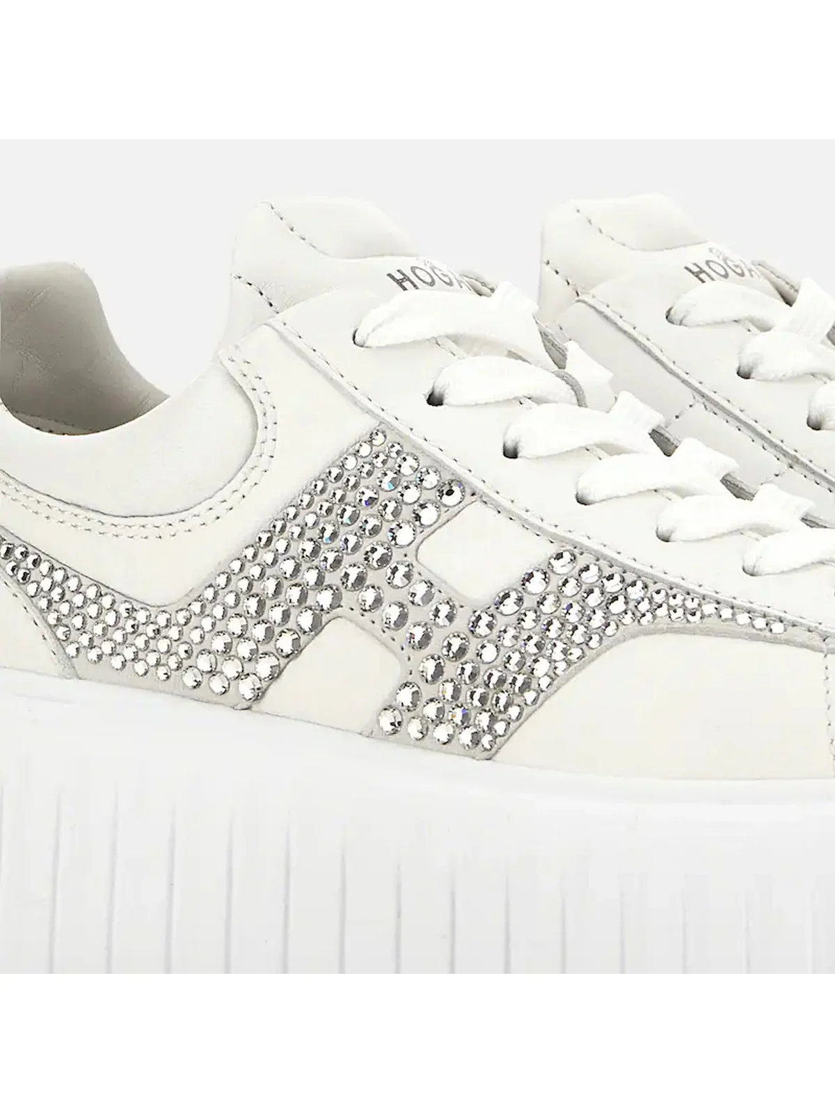 HOGAN Sneaker Donna H-STRIPES ALLACCIATO H STRASS HXW6450FO60U48B001 Bianco - Image 5