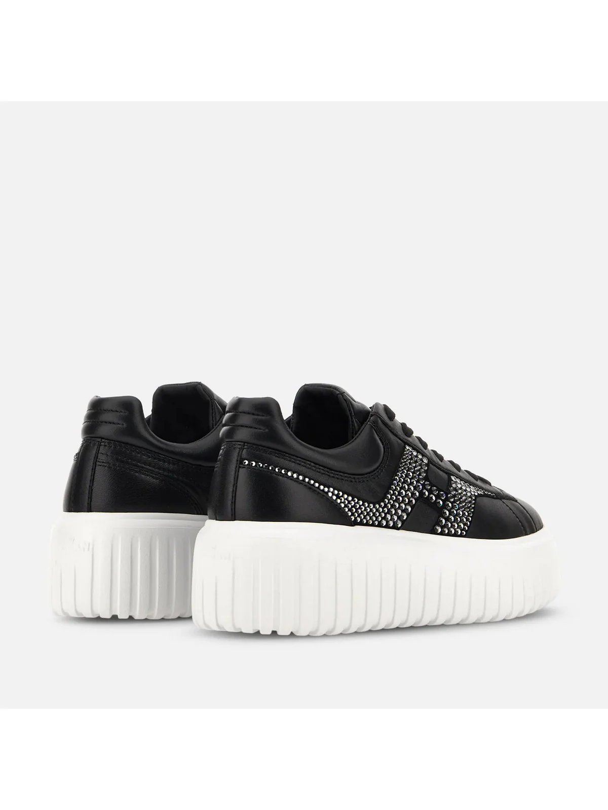 HOGAN Sneaker Donna H-STRIPES ALLACCIATO H STRASS HXW6450FO60U48B999 Nero - Image 3