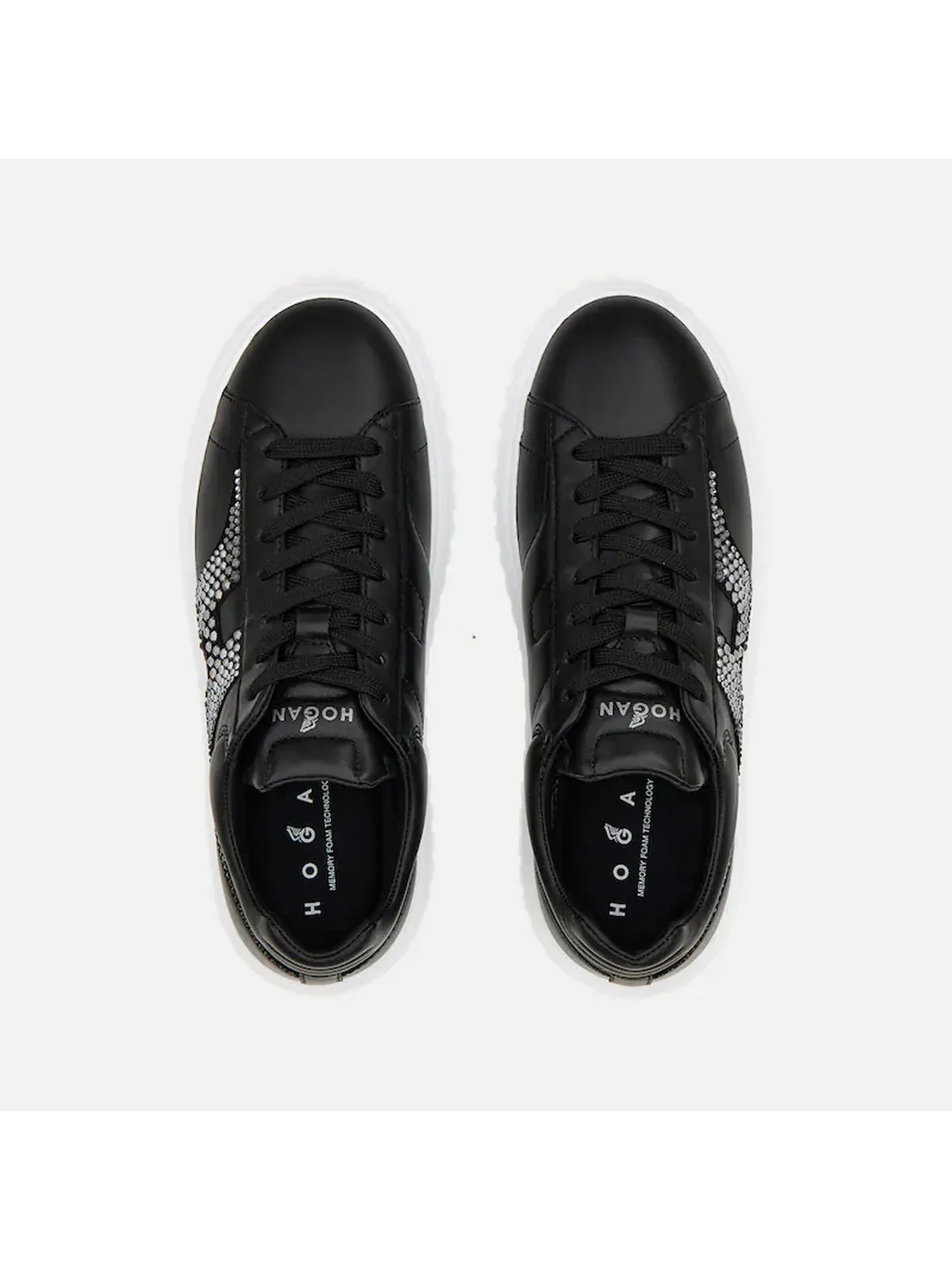 HOGAN Sneaker Donna H-STRIPES ALLACCIATO H STRASS HXW6450FO60U48B999 Nero - Image 6