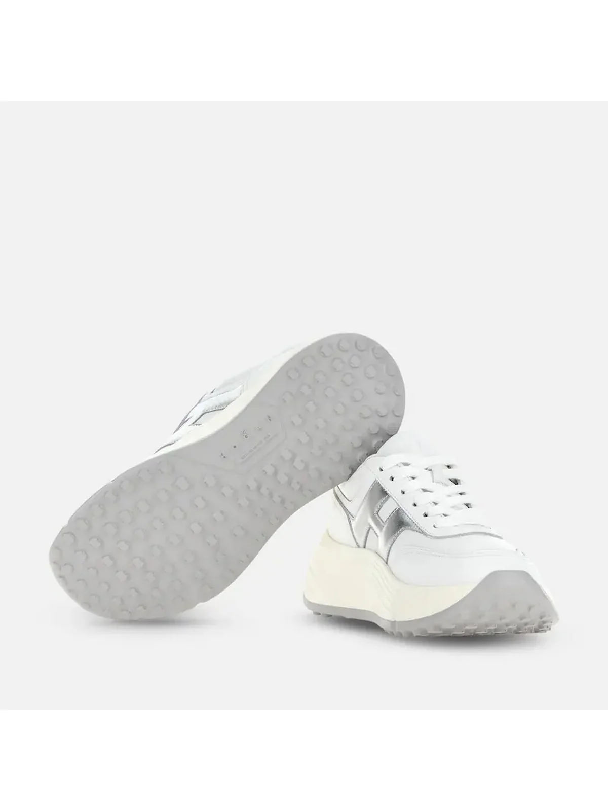 HOGAN Sneaker Donna H669 ALLACCIATO H HXW6690FR30U7I0351 B001(BIANCO)+B200(ARGENTO) - Image 4