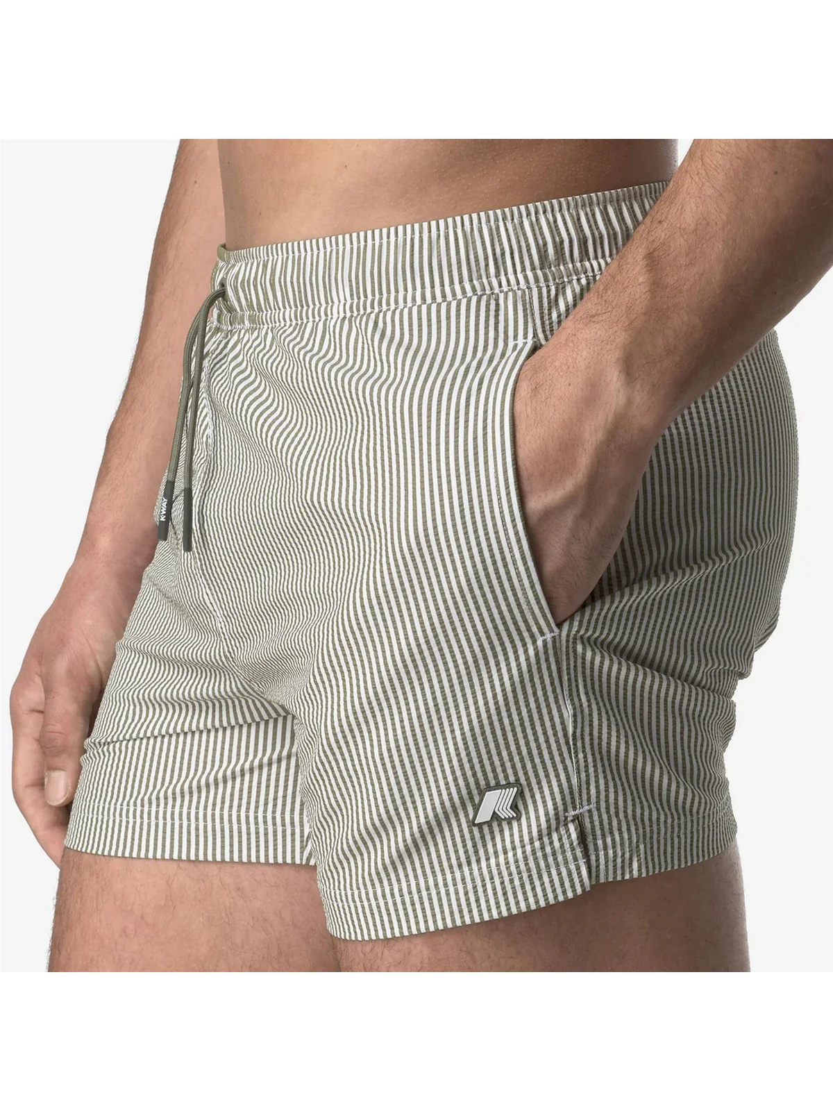 K-WAY Costume da bagno Uomo HAZEL MID STRIPES BEACH K8141KW AZX Bianco - Image 4