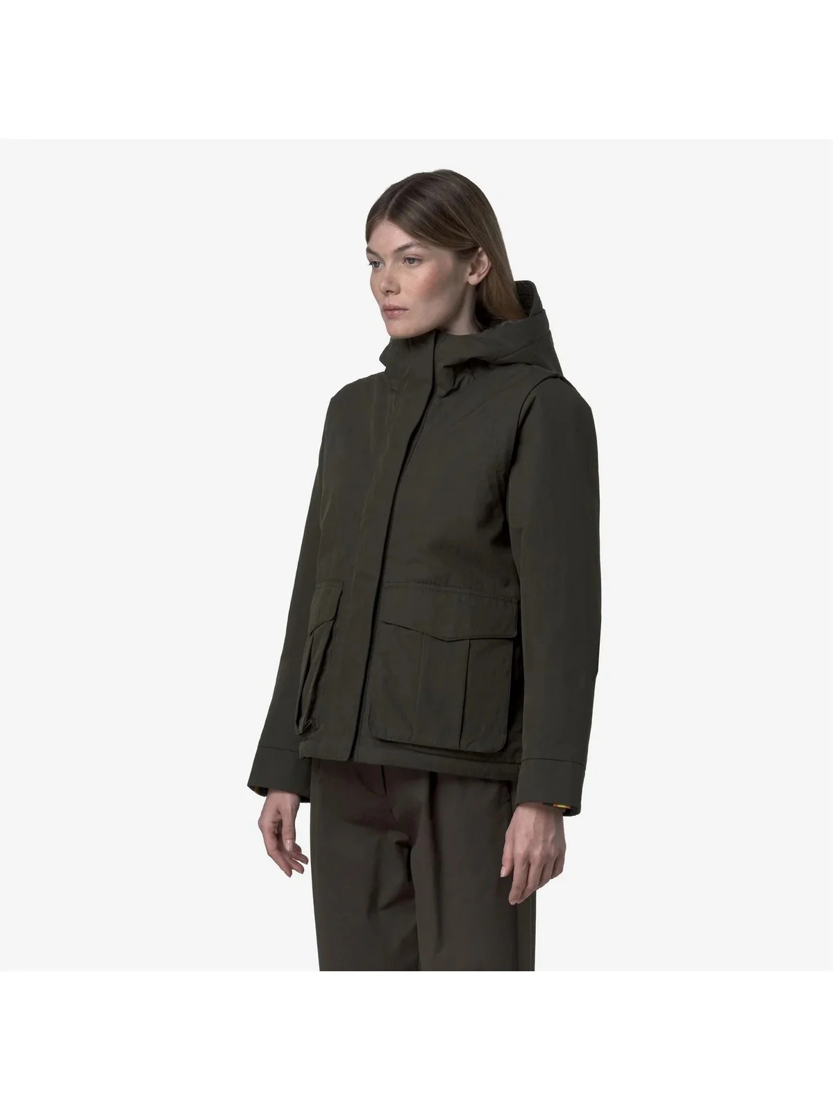 K-WAY Giubbino Donna IDELER COTTON FEEL K7136FW BB3 GREEN BLACKISH-GREEN - Image 3