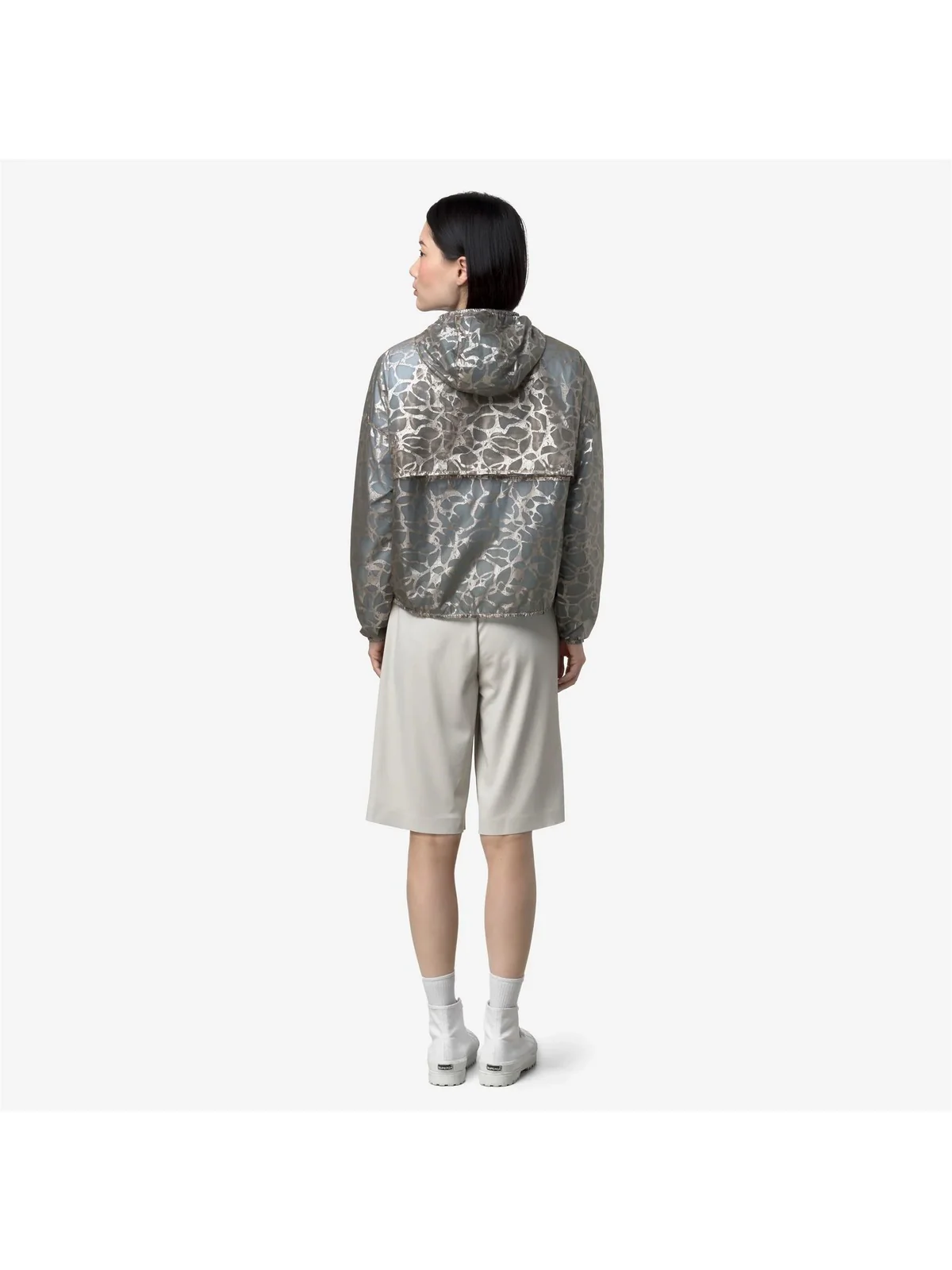 K-WAY Giubbino Donna LAURETTE SUPER LIGHT LAMI DOUB K7137JW C0R Beige-Blue Laminated - Image 3