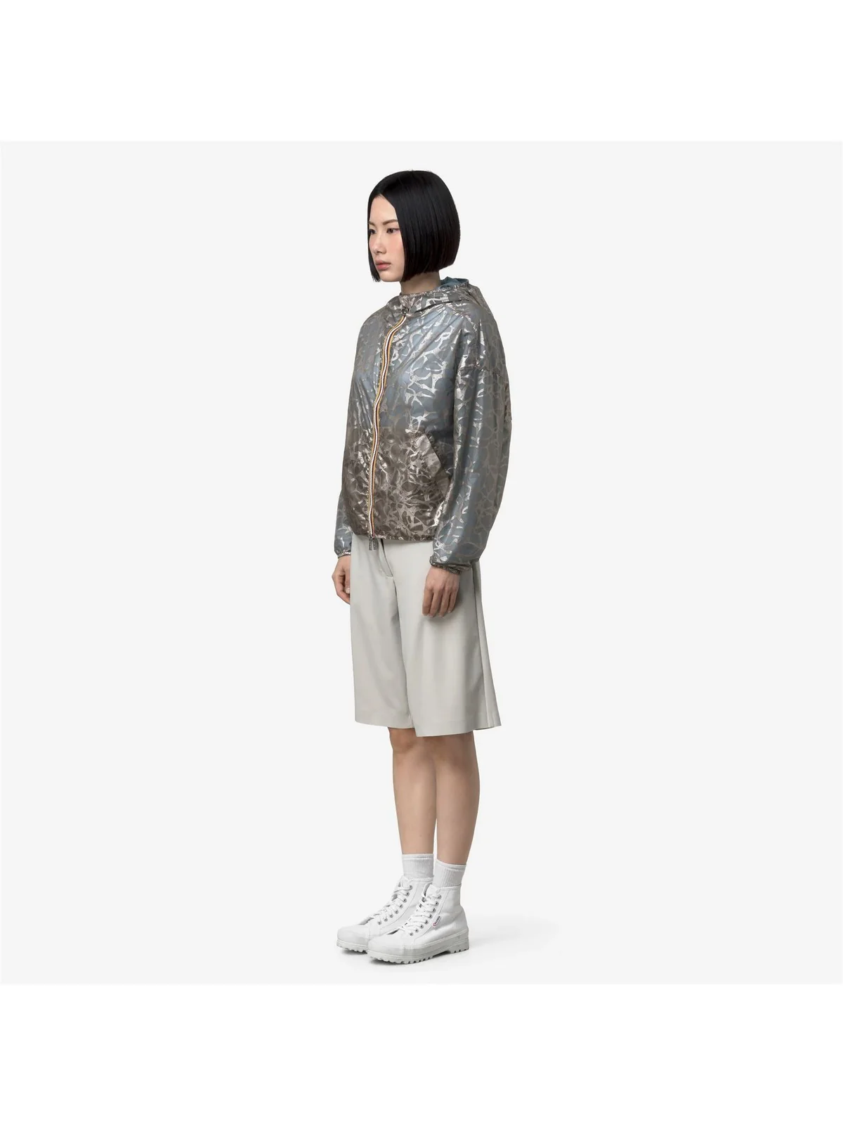 K-WAY Giubbino Donna LAURETTE SUPER LIGHT LAMI DOUB K7137JW C0R Beige-Blue Laminated - Image 4