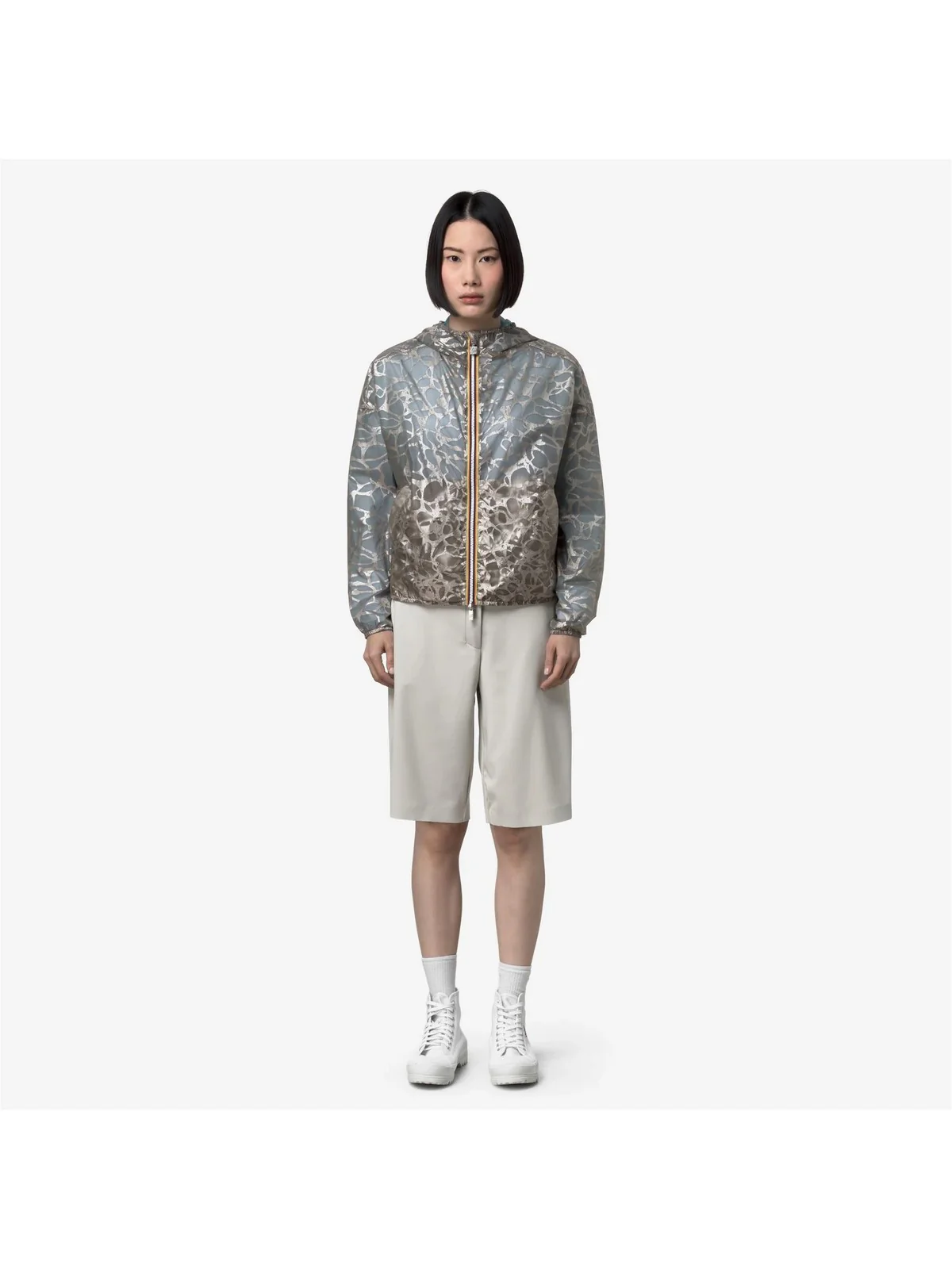 K-WAY Giubbino Donna LAURETTE SUPER LIGHT LAMI DOUB K7137JW C0R Beige-Blue Laminated - Image 5