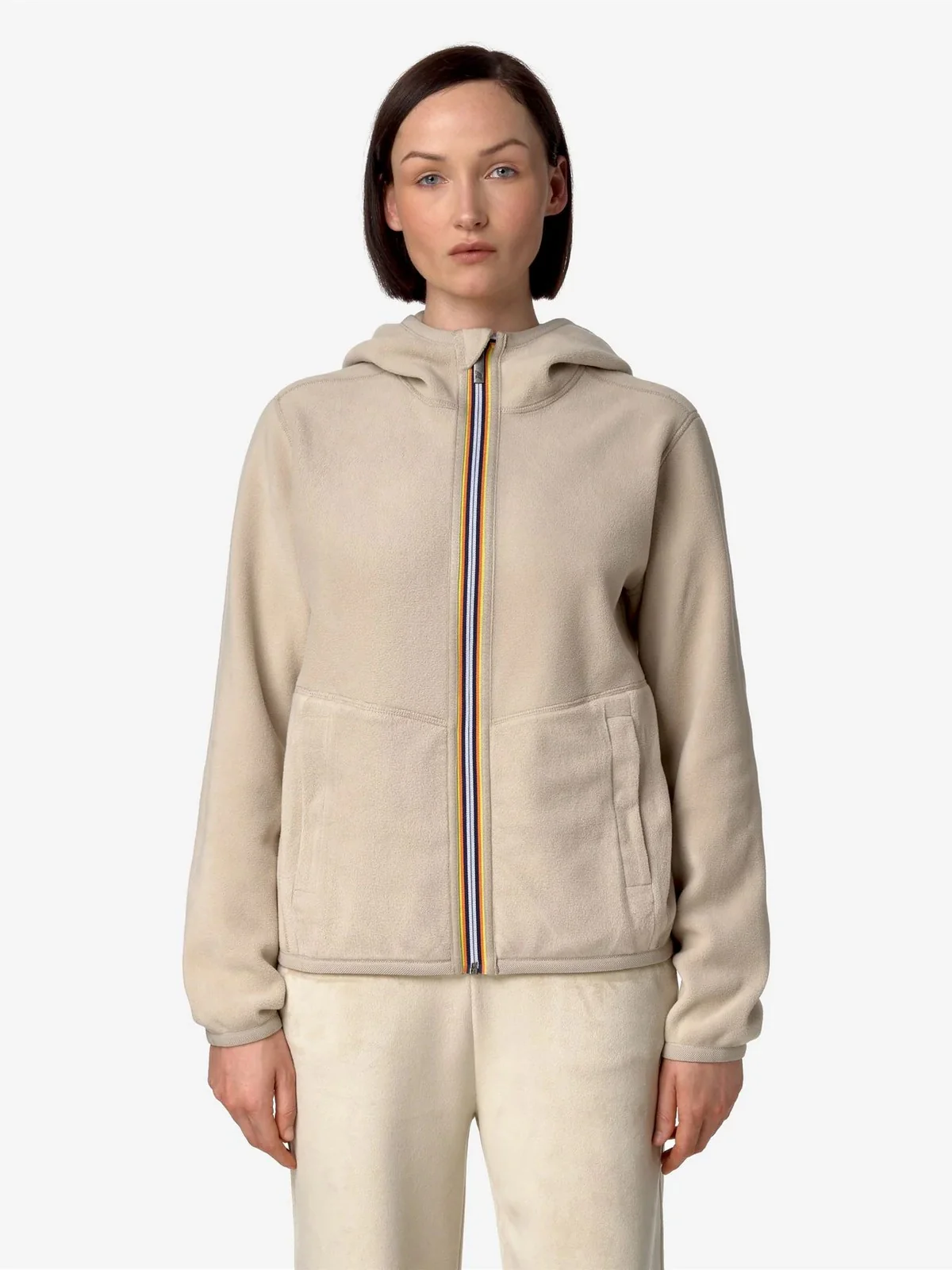 K-WAY Giubbino Donna Lily velour polar double K8138NW ATS Beige - Image 3