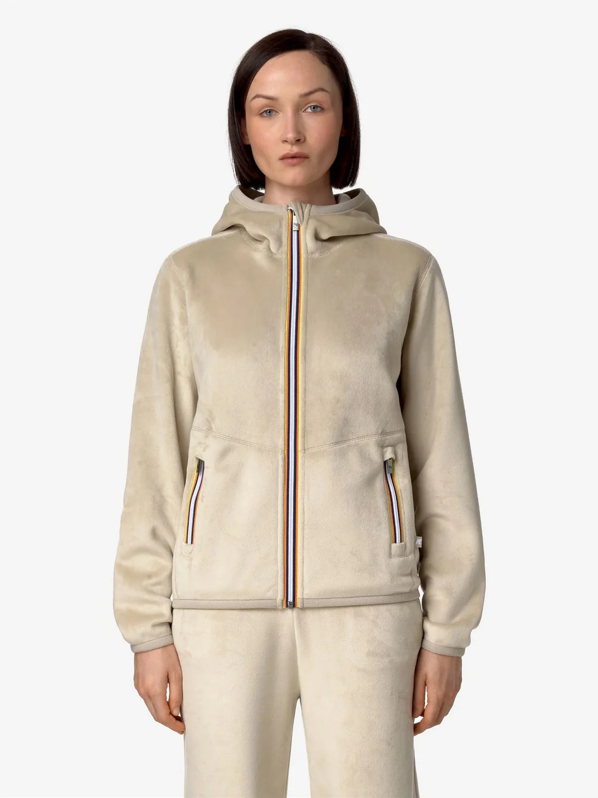 K-WAY Giubbino Donna Lily velour polar double K8138NW ATS Beige - Image 4