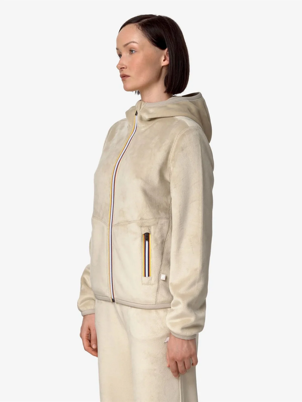 K-WAY Giubbino Donna Lily velour polar double K8138NW ATS Beige - Image 5