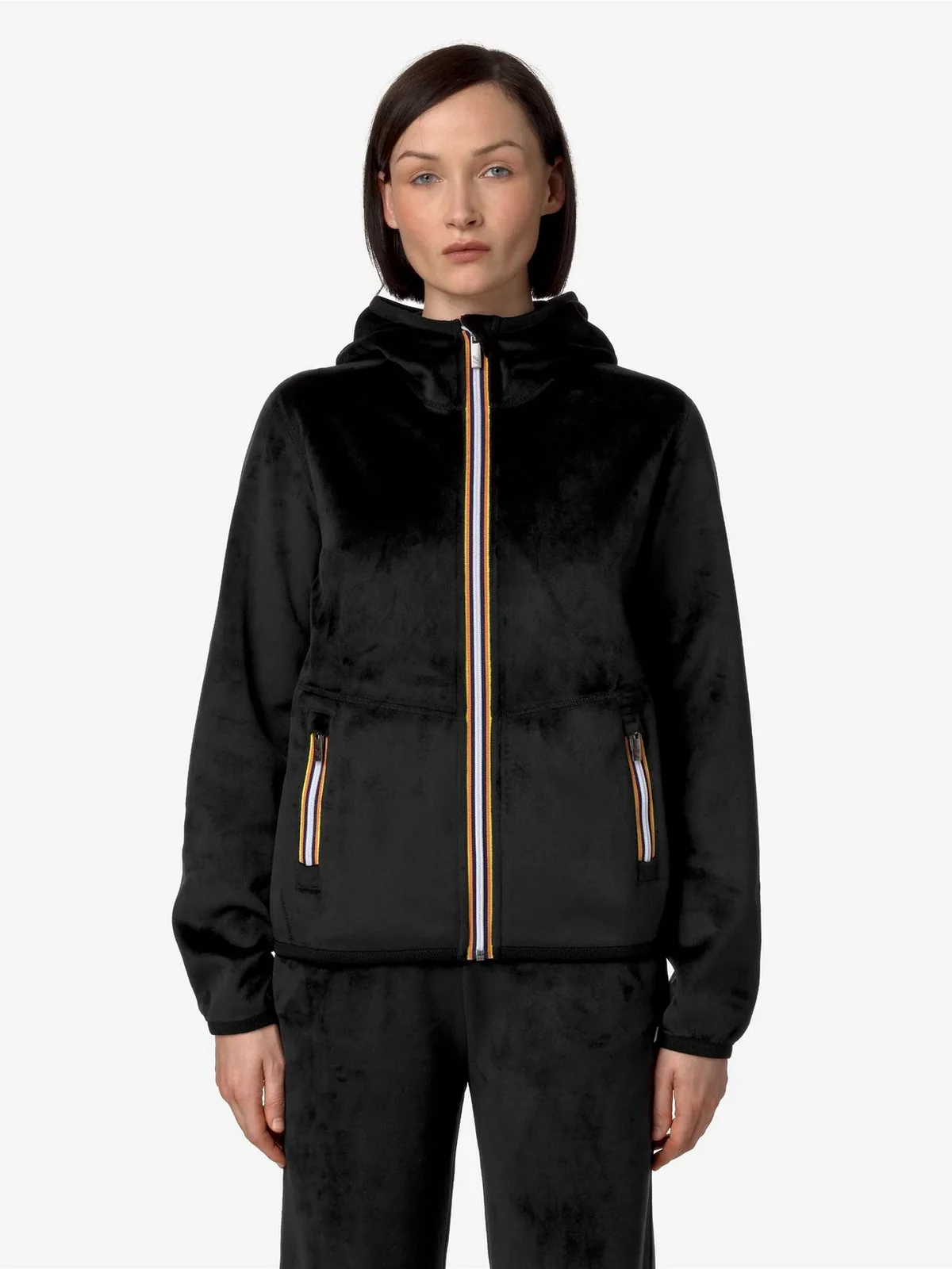 K-WAY Giubbino Donna Lily velour polar double K8138NW AVA Nero - Image 4