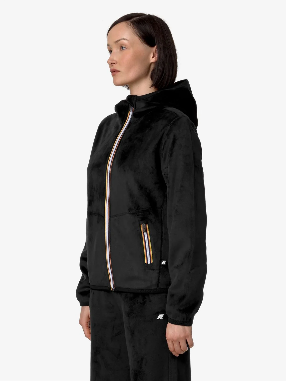 K-WAY Giubbino Donna Lily velour polar double K8138NW AVA Nero - Image 5