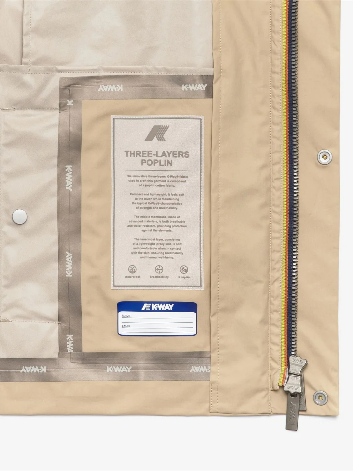 K-WAY Giubbino Uomo ORION 3L POPLIN K7127UW AZI Beige - Image 2