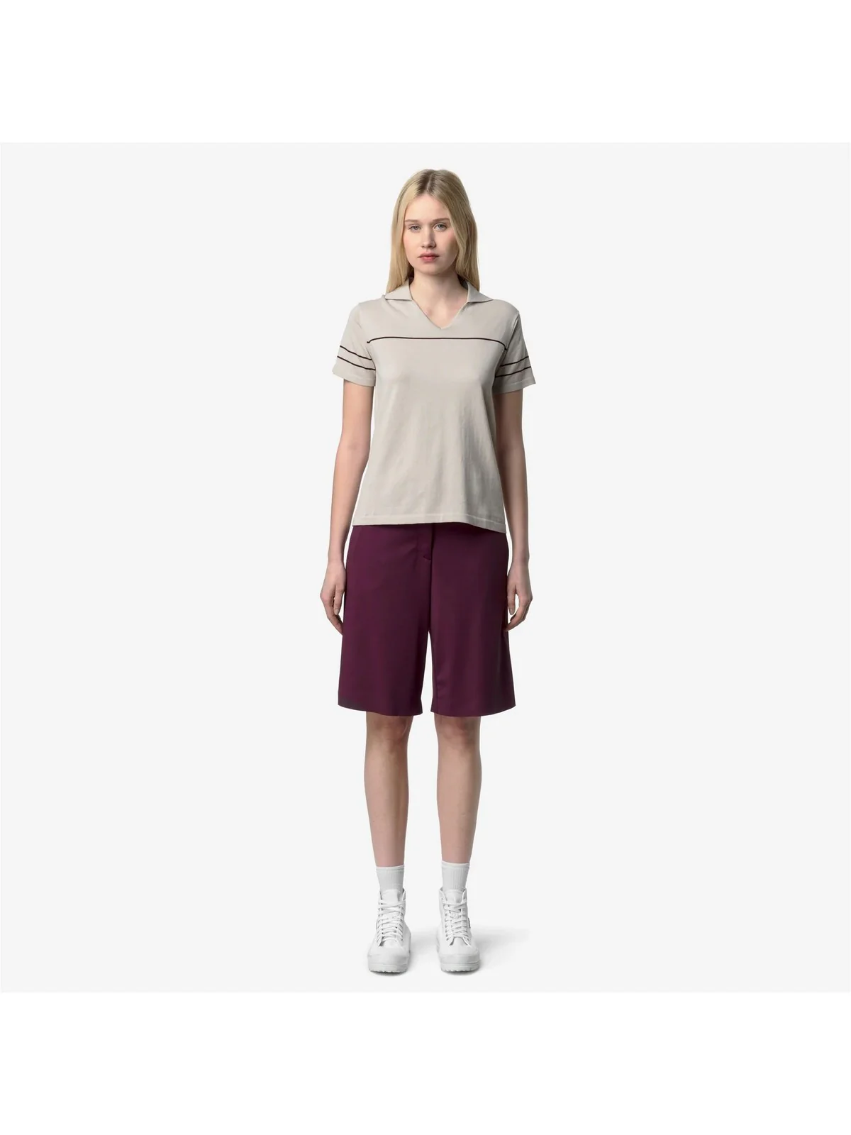 K-WAY Polo Donna MAZARDY STRIPES K11715W C36 BEIGE LT - Violet Bu - Image 3