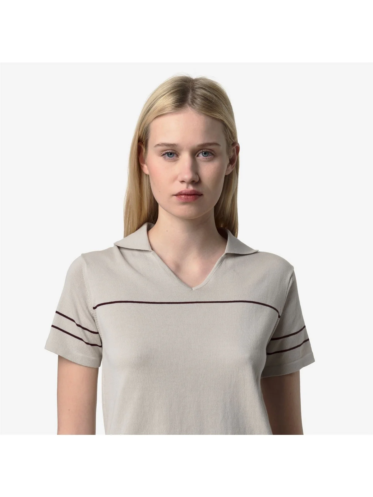 K-WAY Polo Donna MAZARDY STRIPES K11715W C36 BEIGE LT - Violet Bu - Image 4