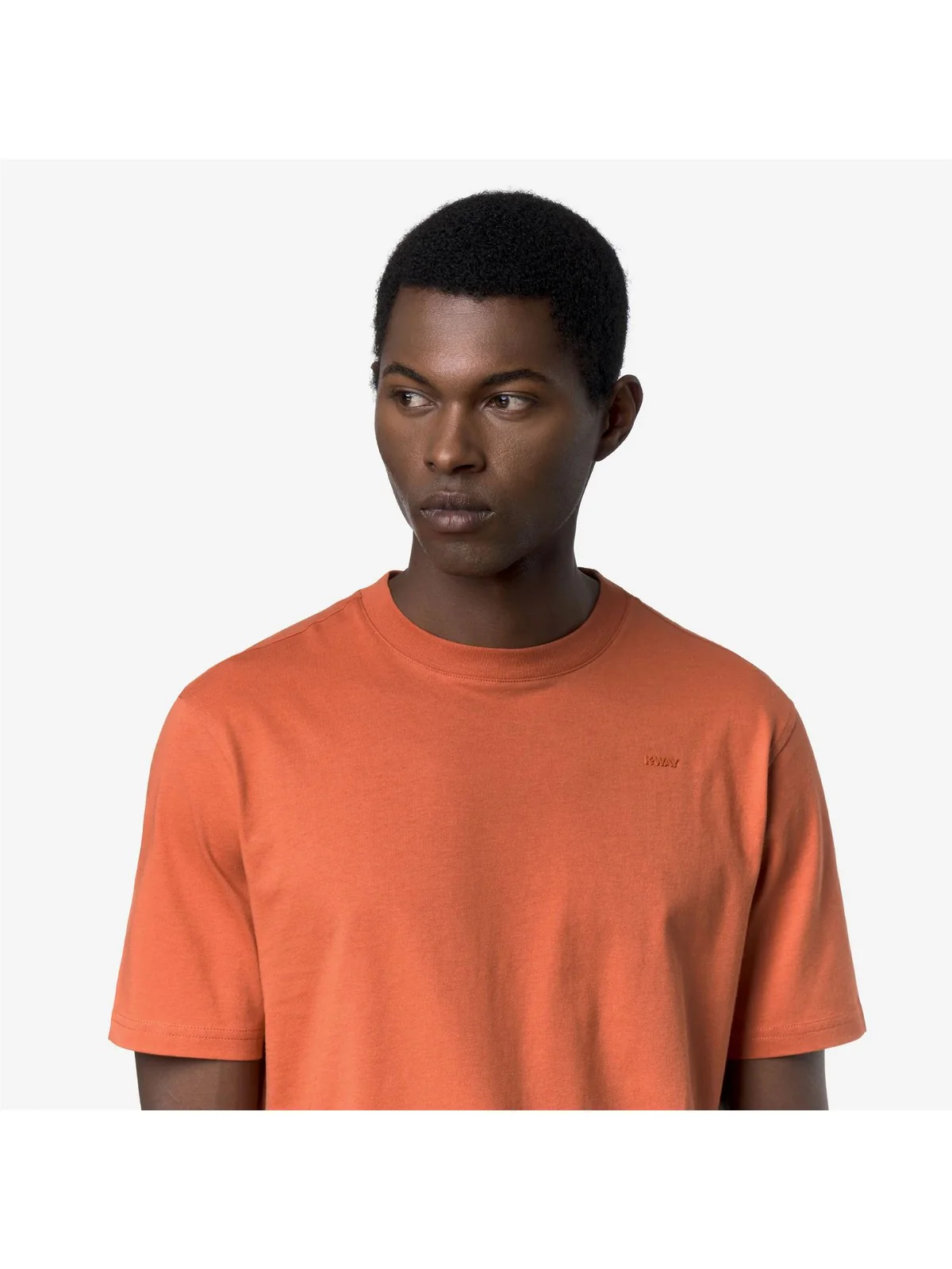 K-WAY T-shirt Uomo ODOM JERSEY MICRO LETTERING K81489W 896 Orange Brownish - Image 3