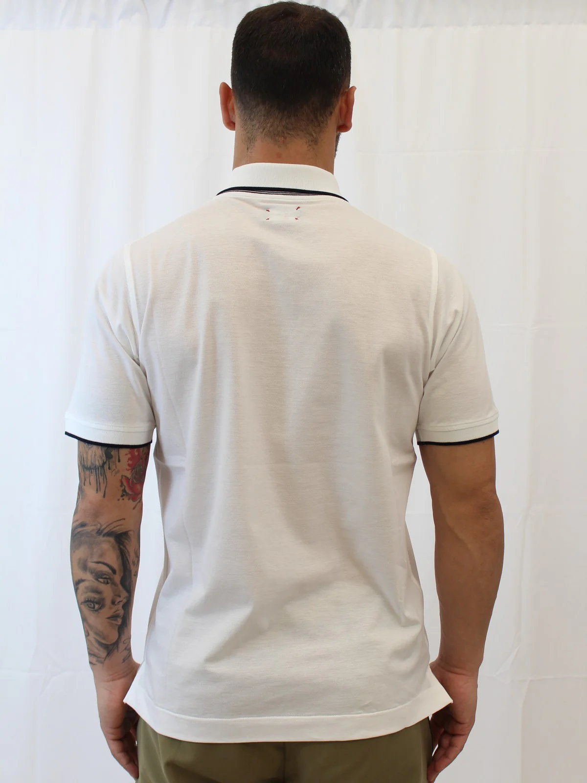 KITON Polo Uomo  UMK1369A0011002 WHITE/BLUE Bianco - Image 5