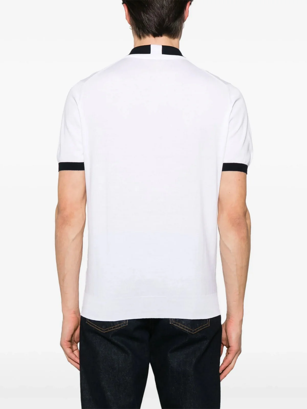 KITON T-Shirt e Polo Uomo UMK0571V110A00E WHITE/DARK BLUE Bianco - Image 3