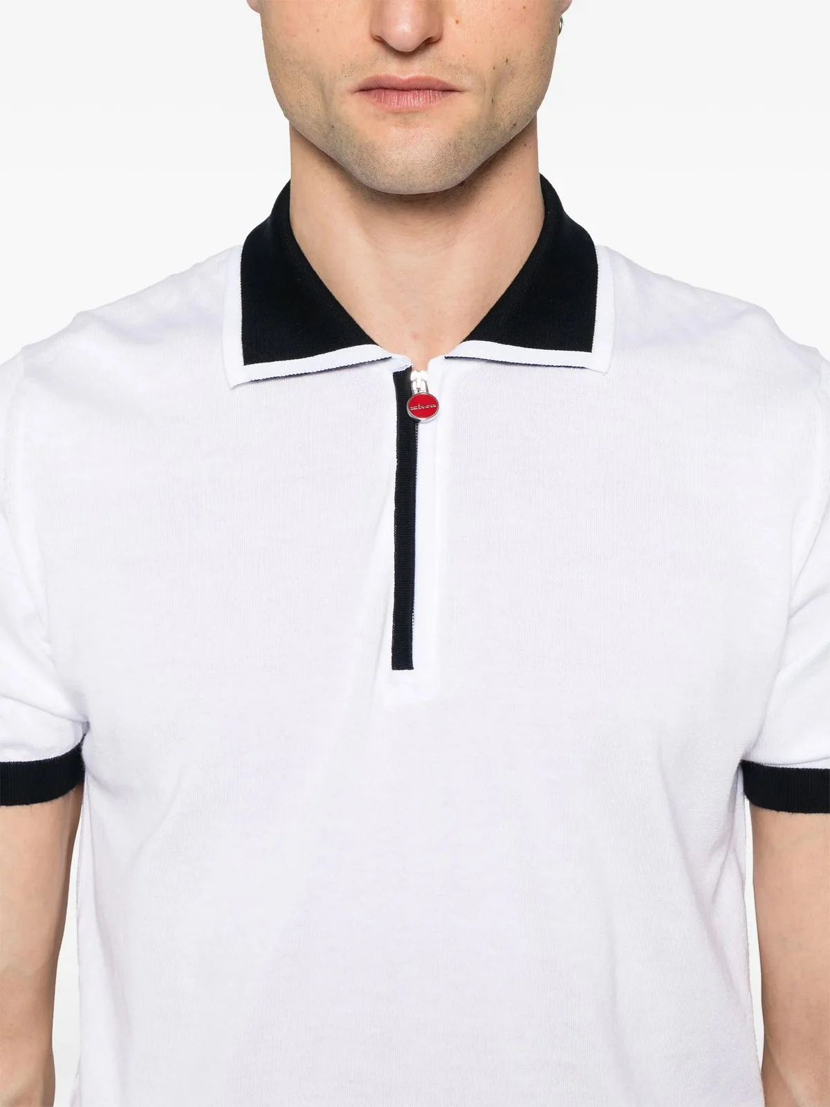 KITON T-Shirt e Polo Uomo UMK0571V110A00E WHITE/DARK BLUE Bianco - Image 4