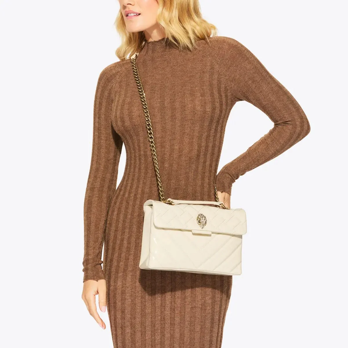 KURT GEIGER Borsa Donna 690-LEATHER KENSINGTON BAG 5021542309 CREAM CREAM - Image 7