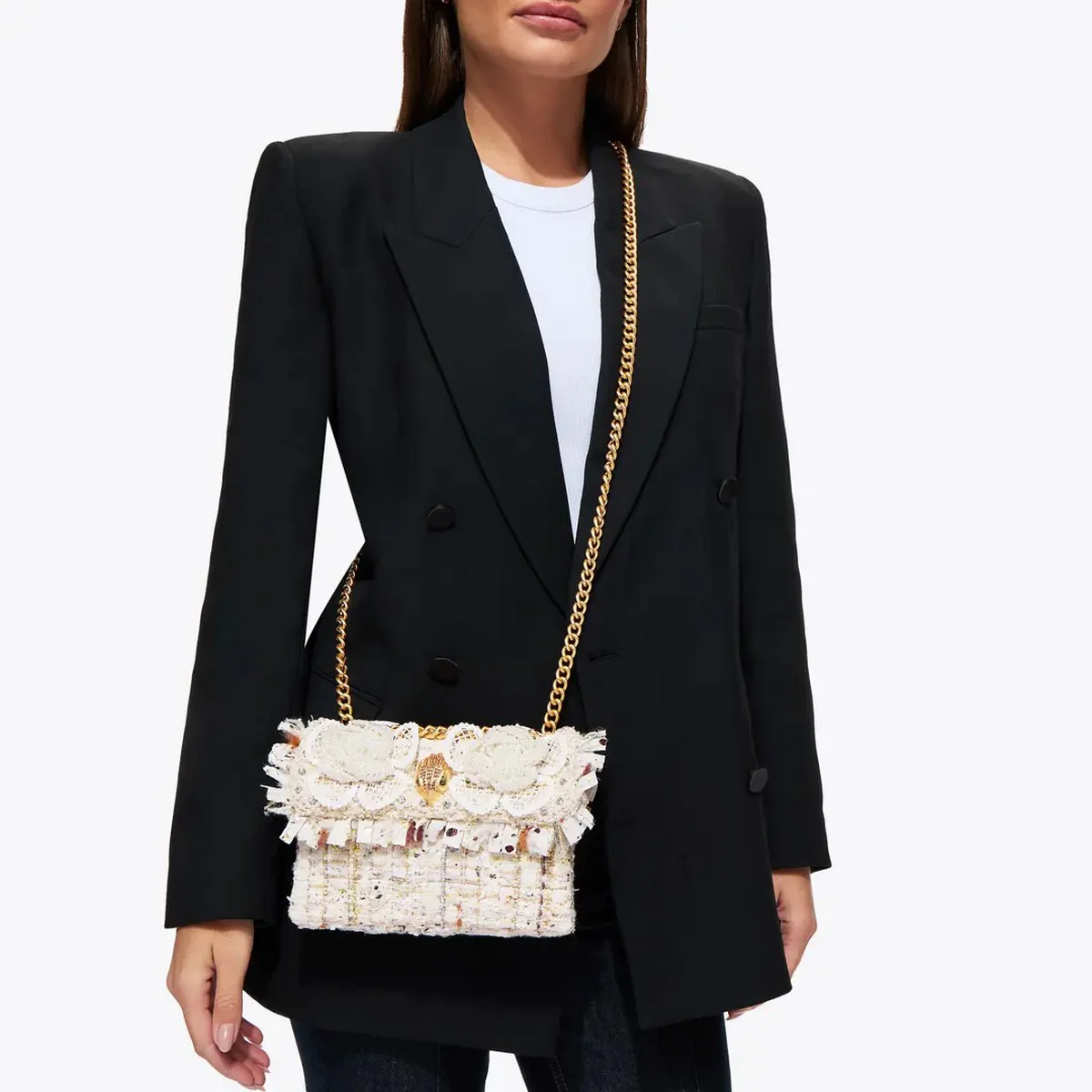 KURT GEIGER Borsa Donna 690-TWEED MINI KENSINGTON 5379544069 BONE/COMB BONE/COMB - Image 2