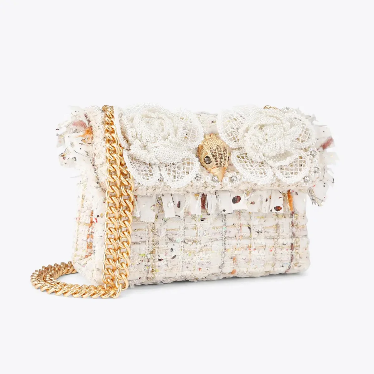 KURT GEIGER Borsa Donna 690-TWEED MINI KENSINGTON 5379544069 BONE/COMB BONE/COMB - Image 6