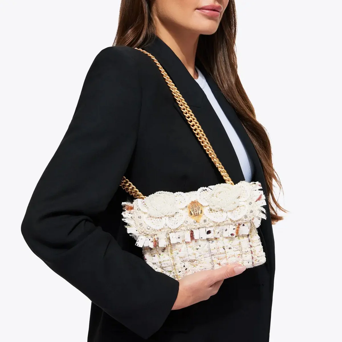 KURT GEIGER Borsa Donna 690-TWEED MINI KENSINGTON 5379544069 BONE/COMB BONE/COMB - Image 7