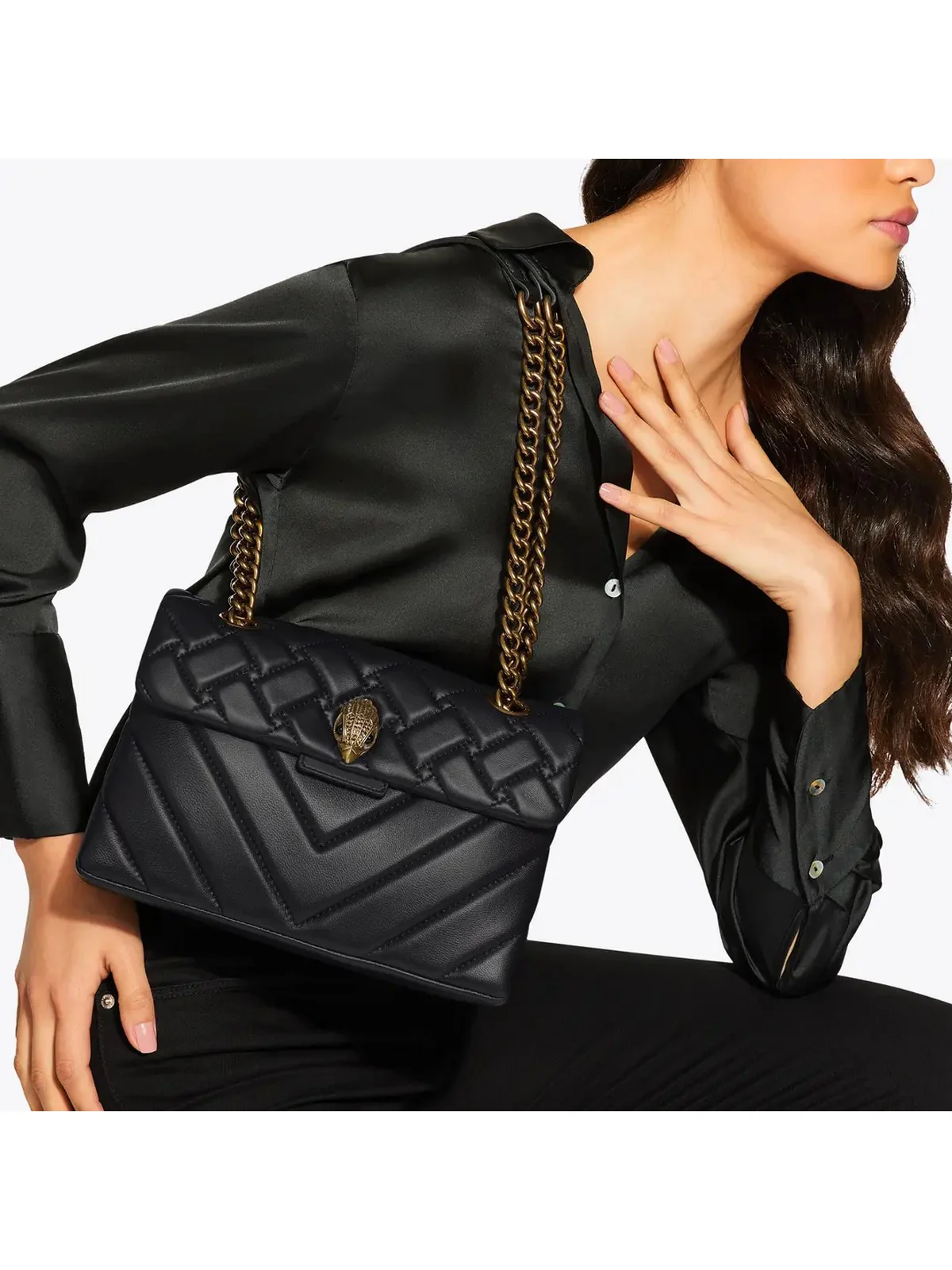 KURT GEIGER Borsa Donna LEATHER KENSINGTON X BAG 1470400109 BLACK BLACK - Image 2