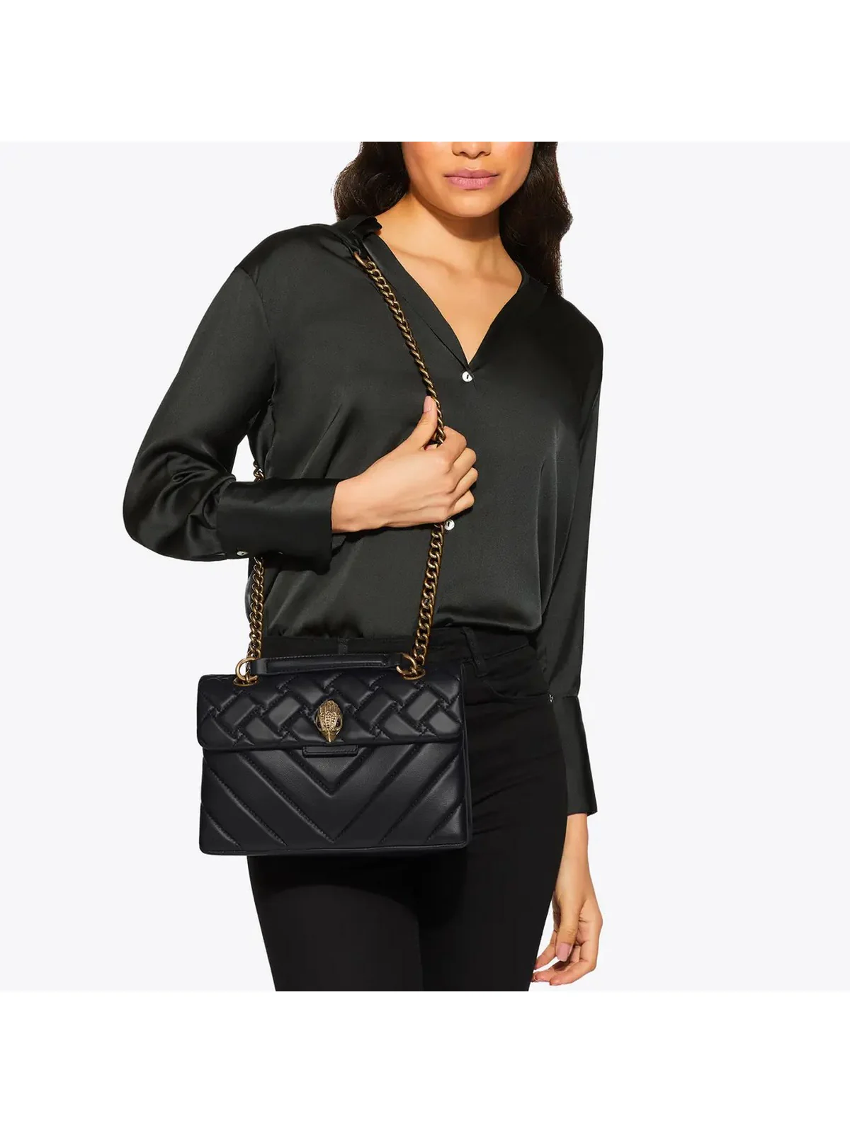 KURT GEIGER Borsa Donna LEATHER KENSINGTON X BAG 1470400109 BLACK BLACK - Image 7