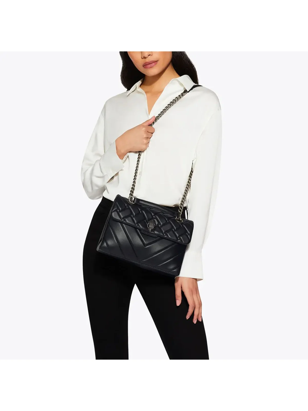 KURT GEIGER Borsa Donna LEATHER KENSINGTON X BAG 1470405109 BLACK/COMB BLACK/COMB - Image 7